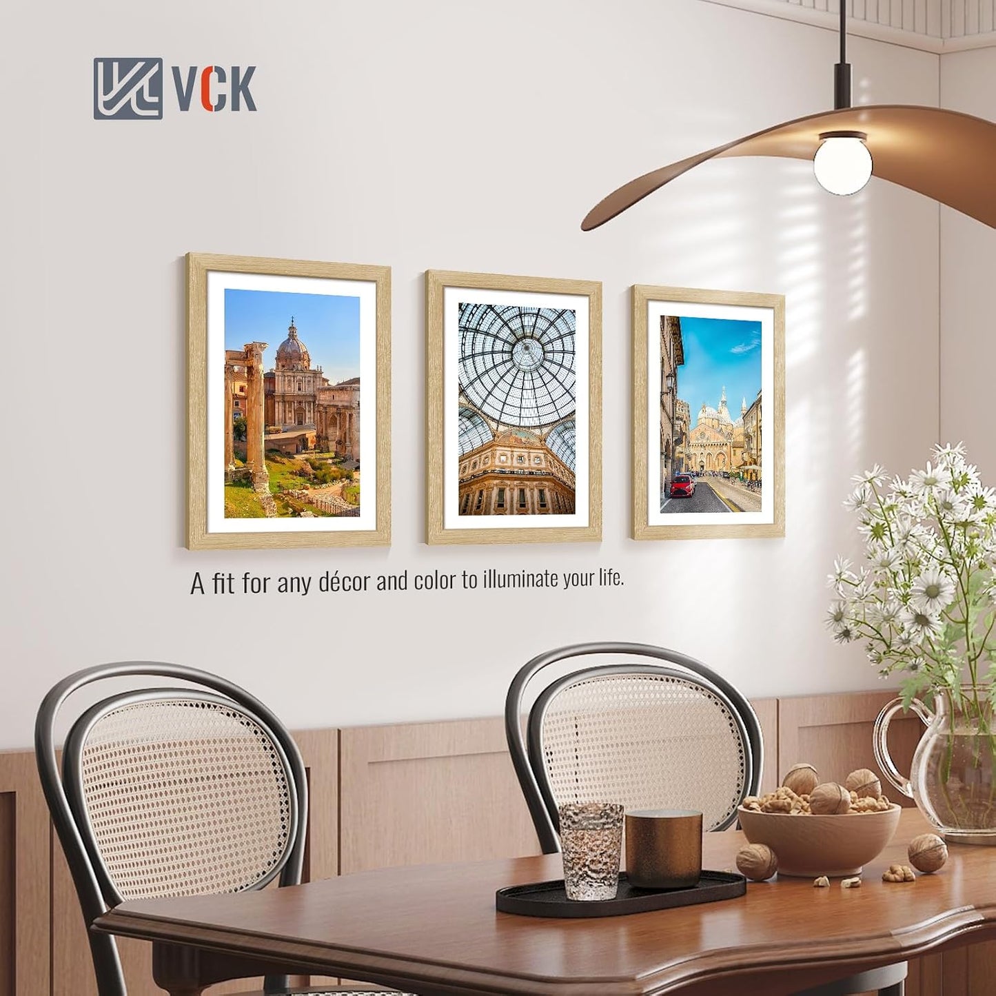 VCK 13x19 Picture Frame Oak 4 Pack, Wide Thick Wood Border, for Prints | Exclusive Woodgrain, Wall Hanging, HD
