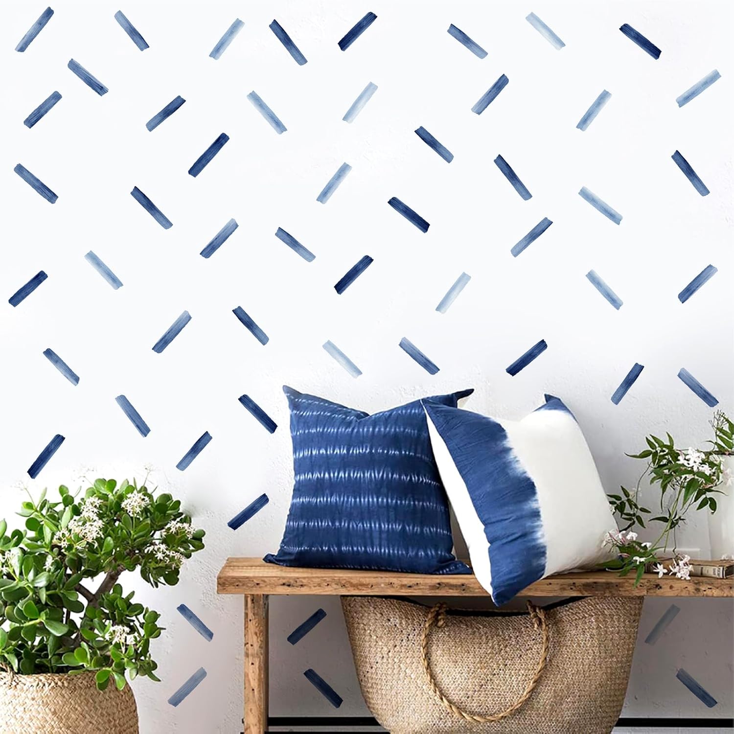 Watercolor Line Wall Decals Modern Wall Art Stickers Peel and Stick / Watercolor Blue Wall Sticker