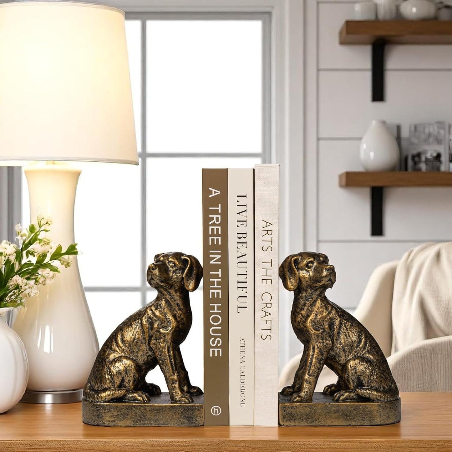 Decorative Bookends / Dog Book Ends for Heavy Books / Gold