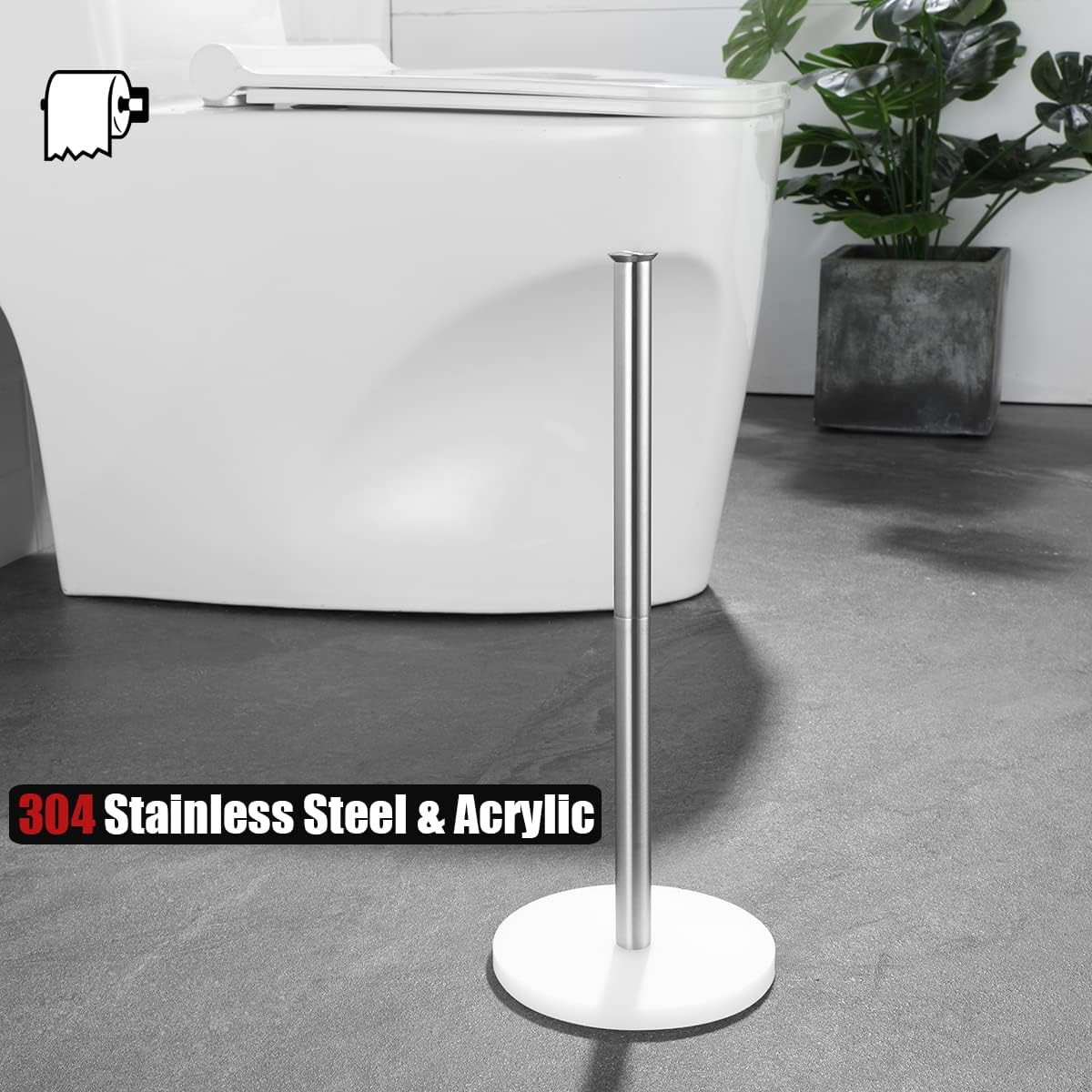 JQK Toilet Paper Storage Stand, 304 Stainless Steel Thicken 0.8mm Tissue Reserve Holder Dispenser for Bathroom, Brushed