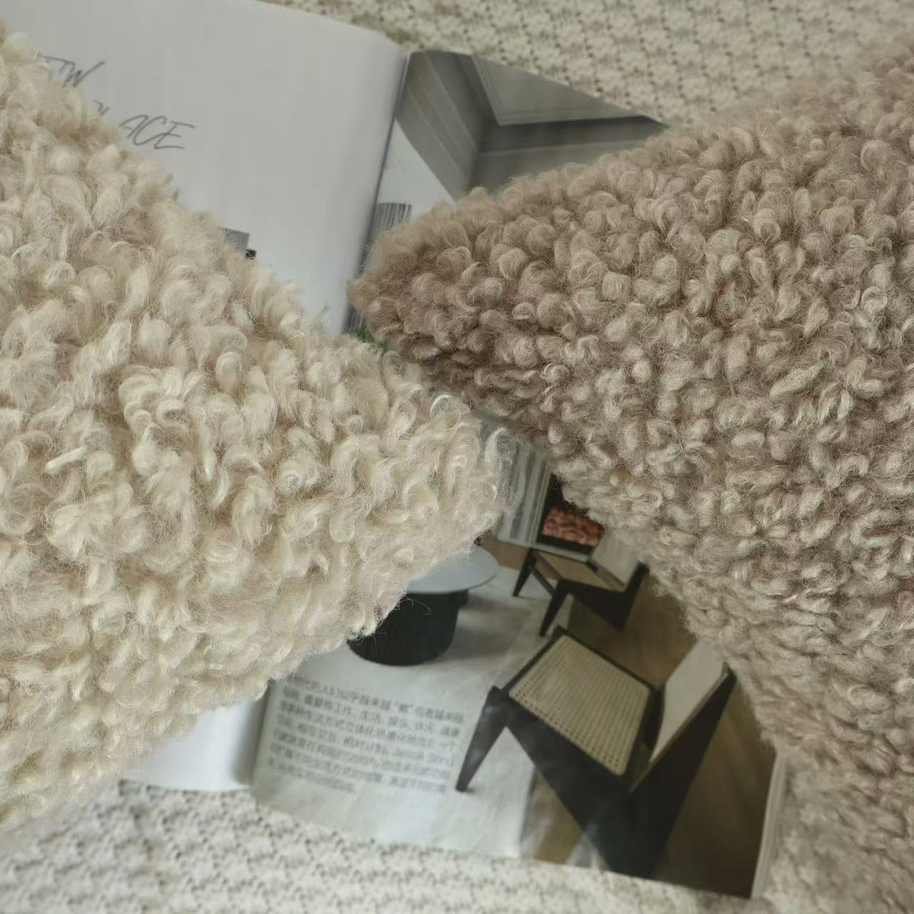 Faux Fur Decorative Pillow Covers Soft Fluffy Sherpa Boucle Throw / Brown / 18 x 18 / Set of 2
