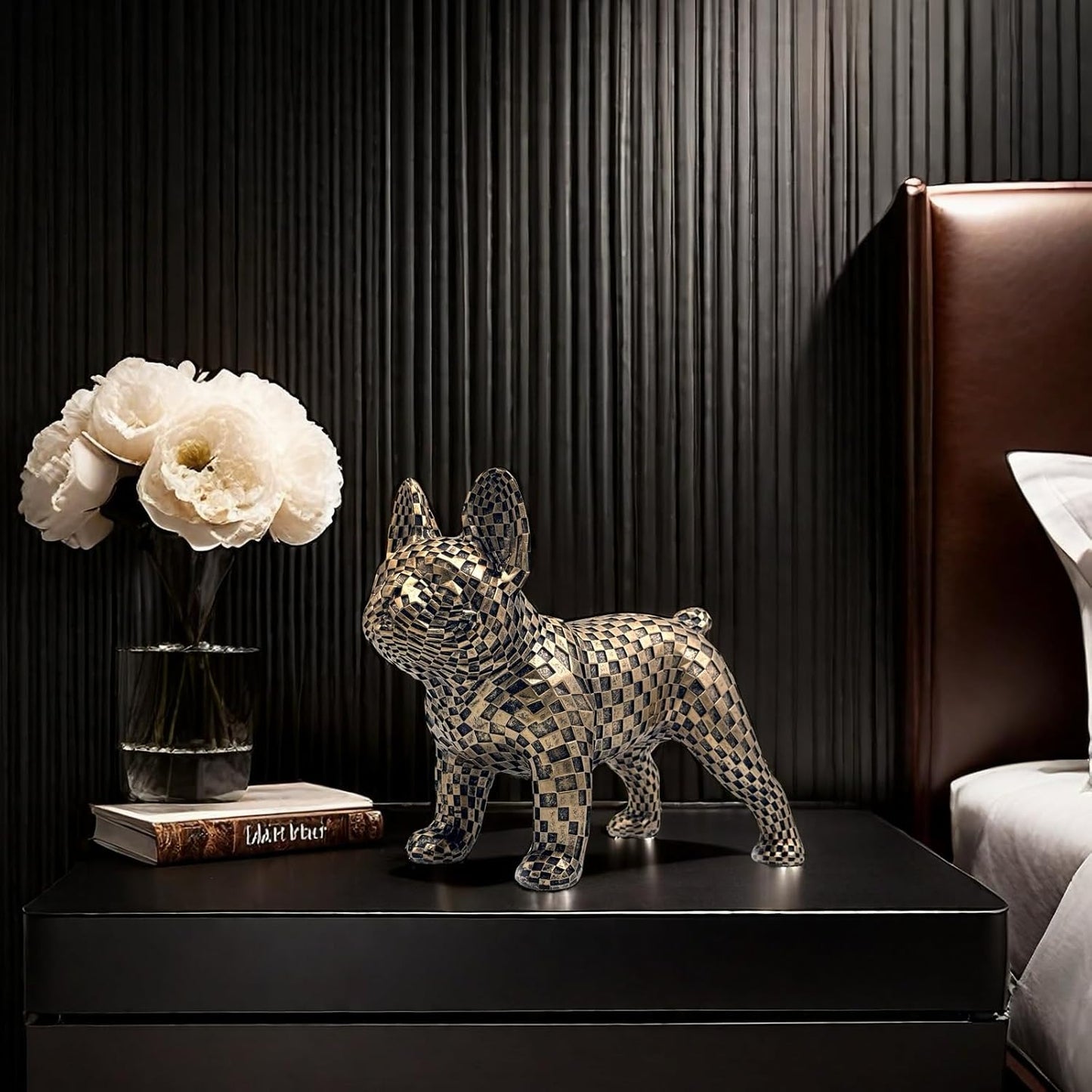 Art Abstract French Bulldog Statue Dog Figurines Sculpture Collectibles Home Office Desktop Decor