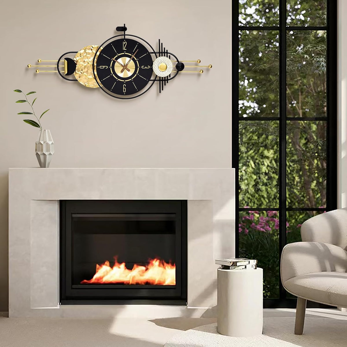 47x19 Inch Modern Large Wall Clock Battery Powered for Living Room | Quartz Movement, Easy-Read Analog Dial, Sleek
