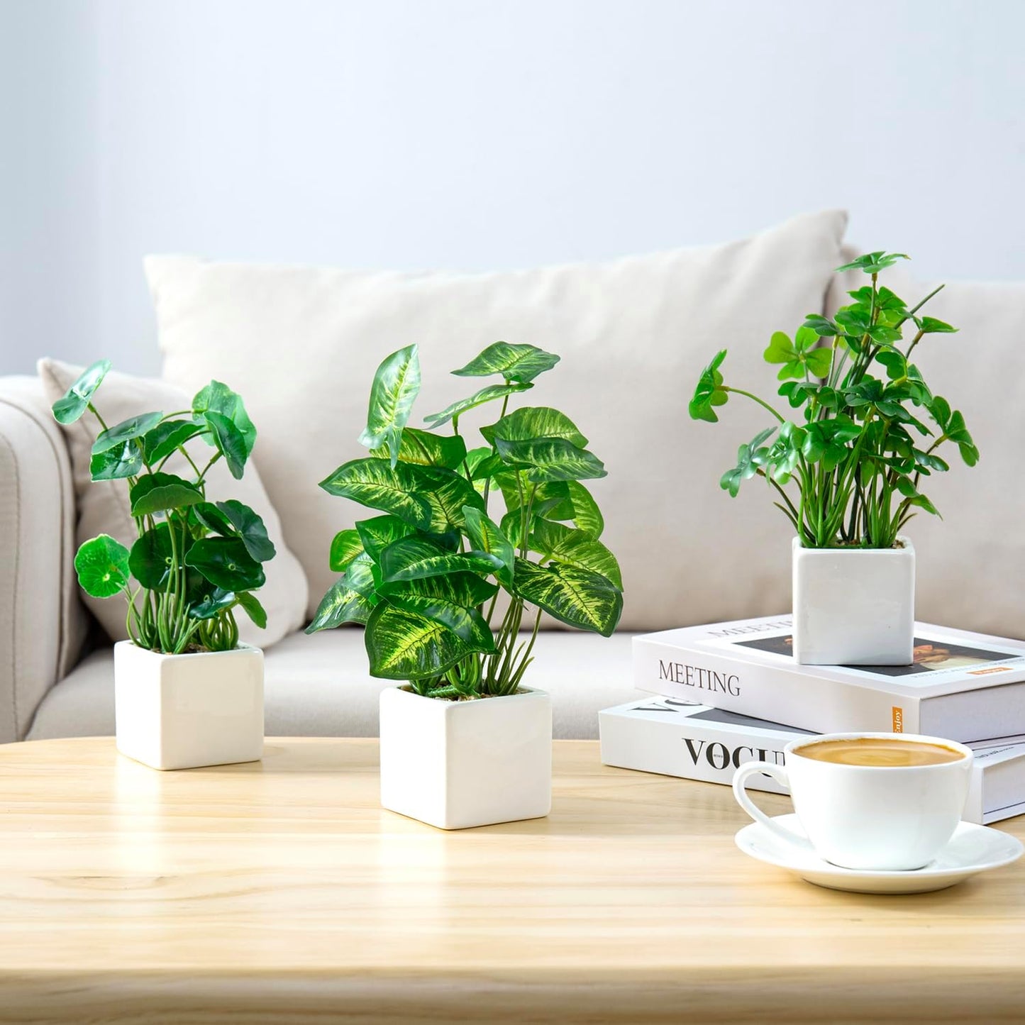 Artificial Plants / Faux Potted Plants Indoor / White / Set of 3