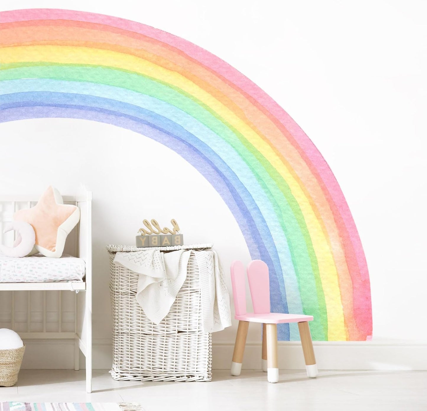Large Rainbow Wall Stickers / Pastel Pink / 55 x 63