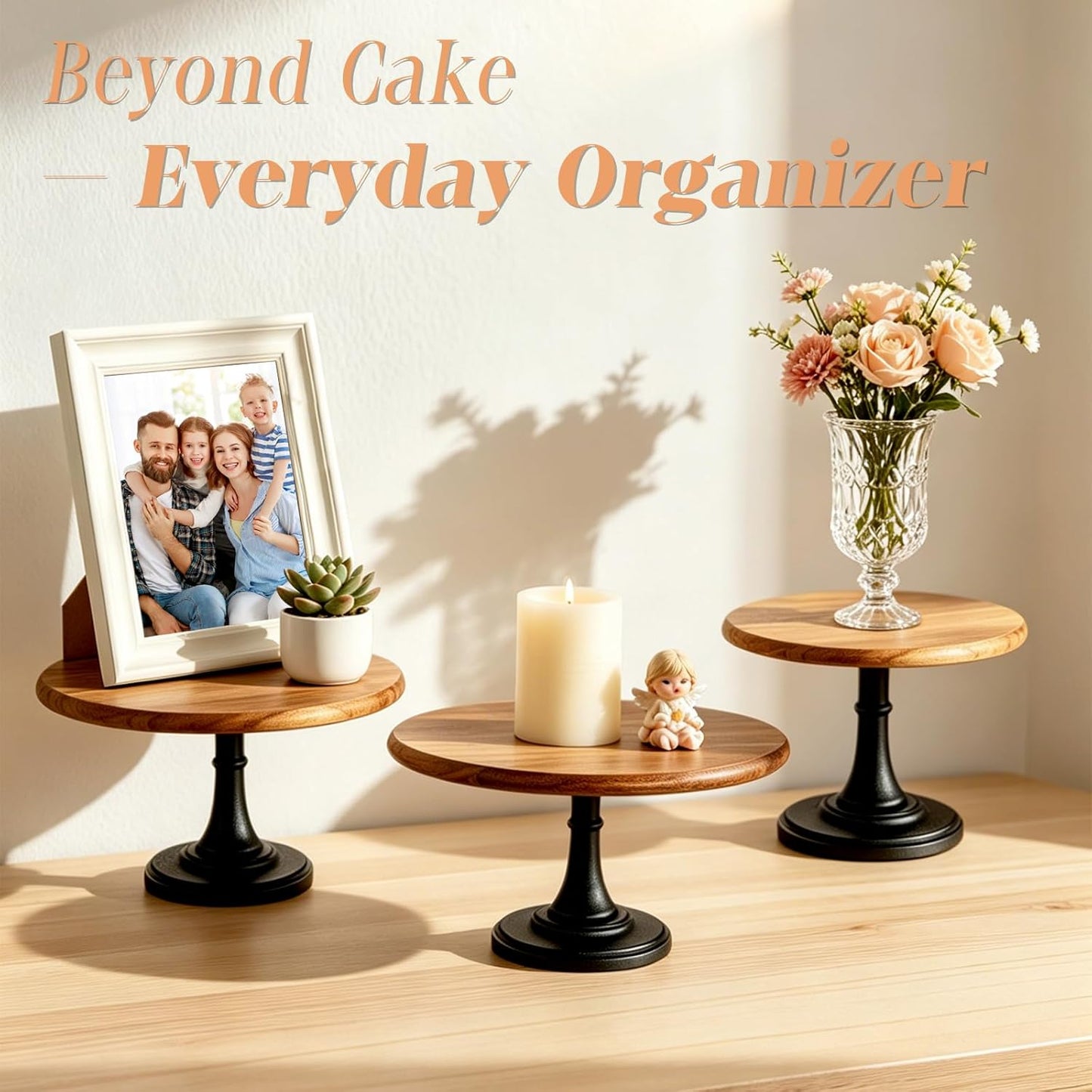 Wood Cupcake Stand Display / Brown / Diam 7.87