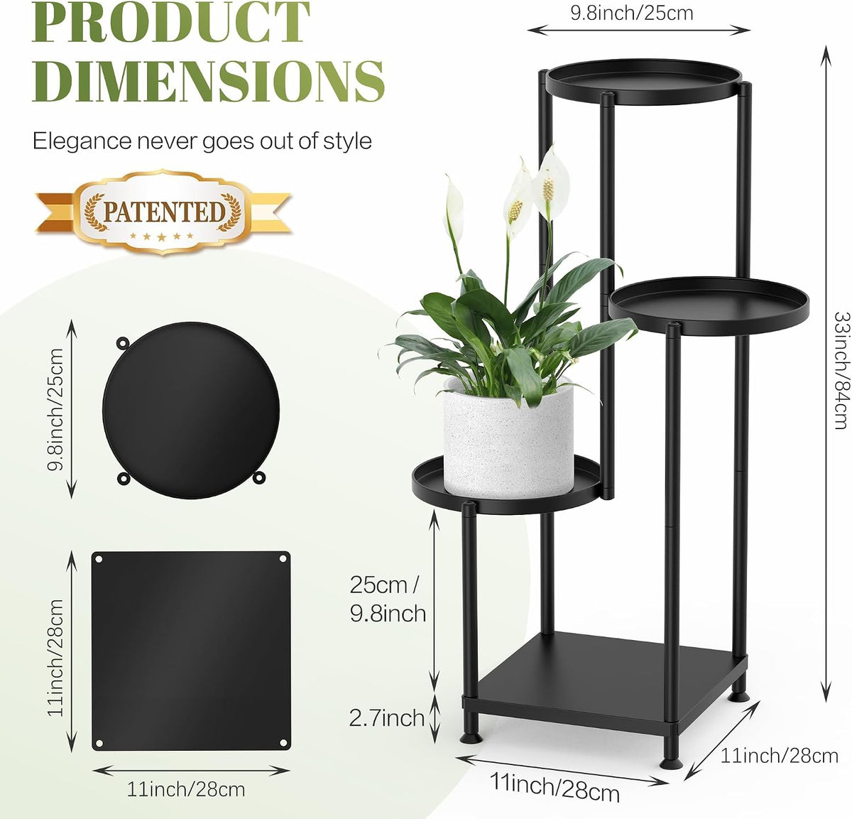 Plant Stand Indoor Outdoor, 4 Tier Metal Shelf Holder Corner | Multiple Plants Rack Tall Holder, Sturdy Rustproof