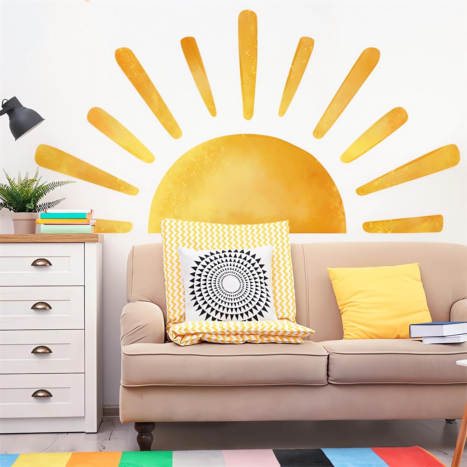 Large Sun Wall Stickers / Yellow / 68.5 x 37.4
