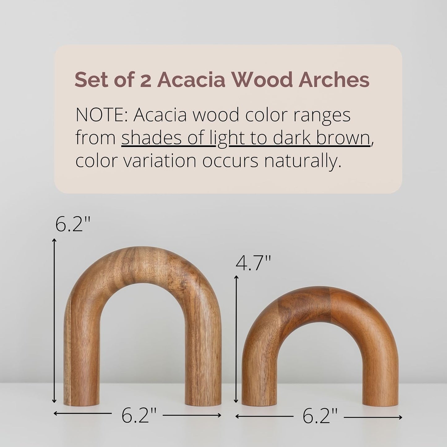 Wood Arch Bookshelf Decor / Brown / 2-piece