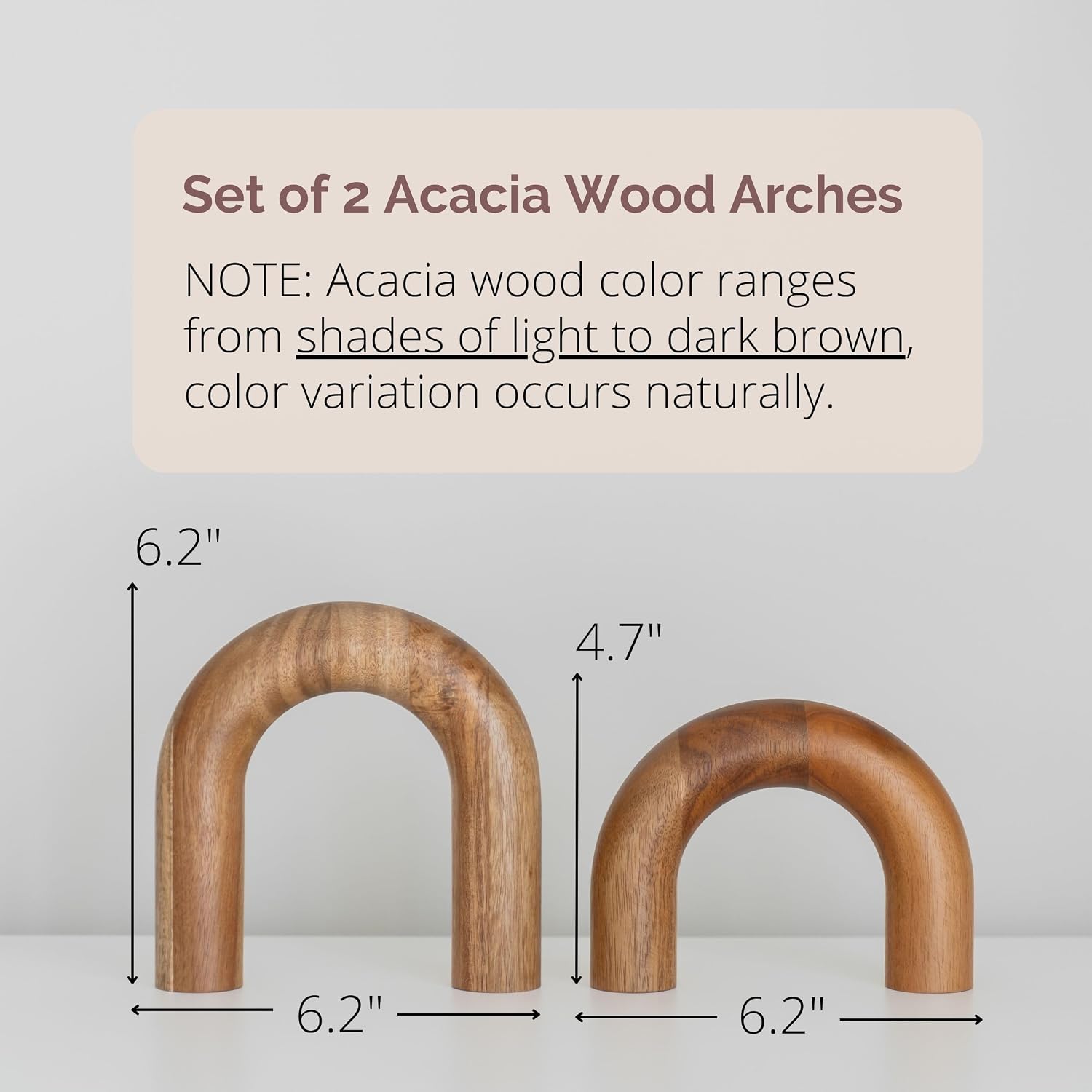 Wood Arch Bookshelf Decor / Brown / 2-piece