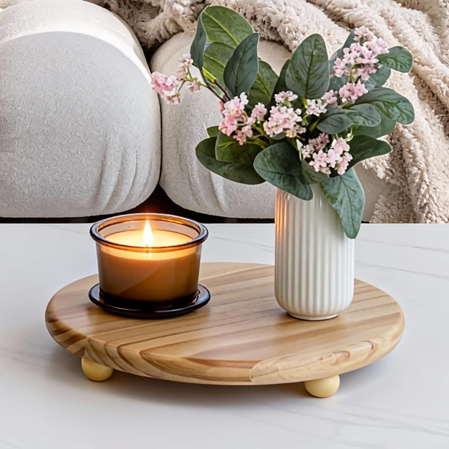 Wood Pedestal Stand / 12" Round Wood Riser