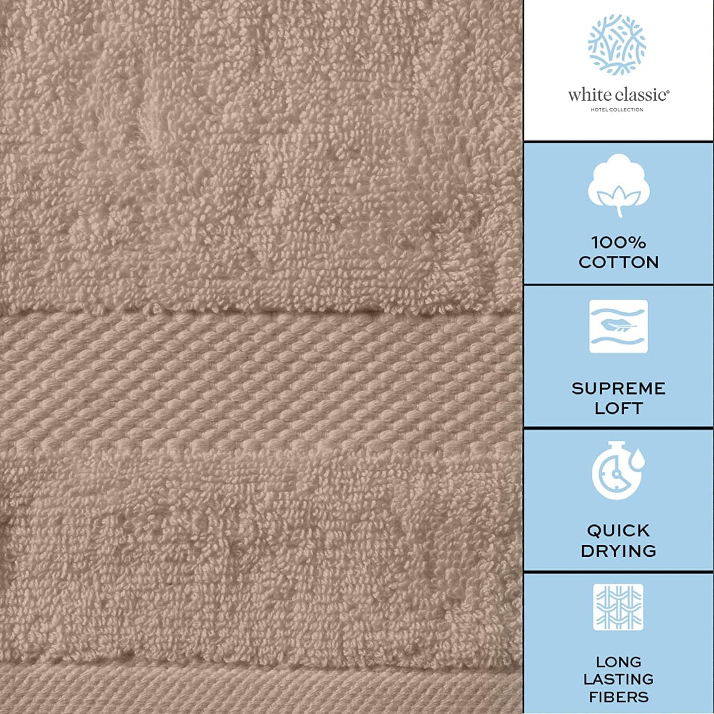 White Classic Luxury Taupe Hand Towels - Soft 100% Turkish Cotton | Highly Absorbent Hotel spa Bathroom Towel
