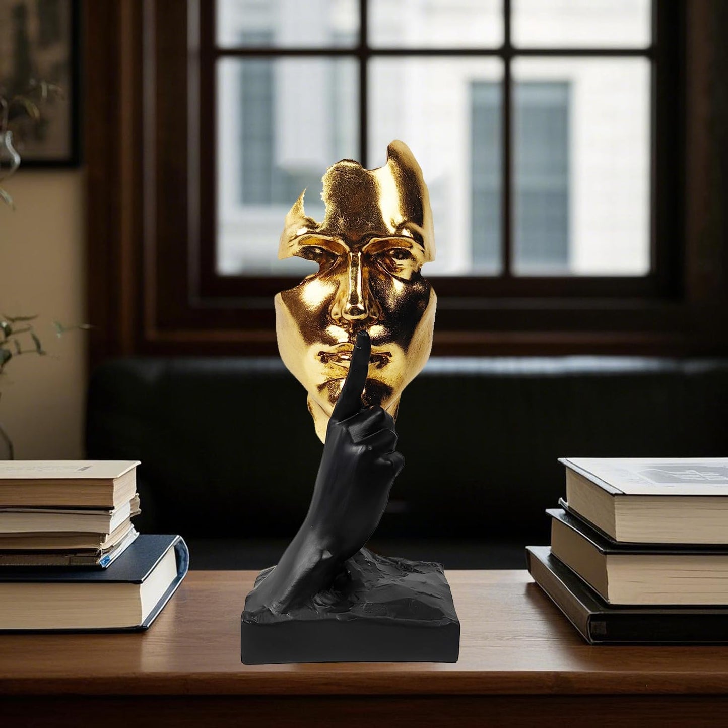 Thinker Statue-Silence is Gold-Abstract Art Figurine Decor / Black