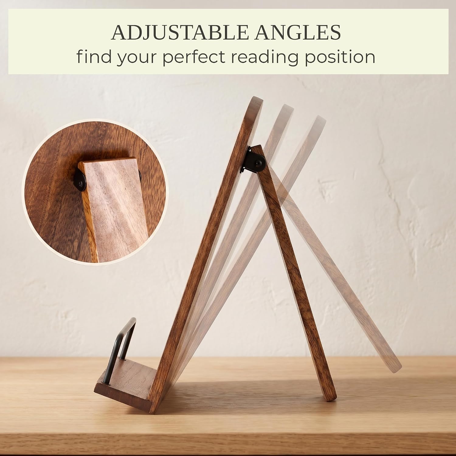 Beautiful Cookbook Stand for Your Kitchen Counter - Solid Wood, Fits iPad | Easily Keeps Cook or Recipe Books Open for