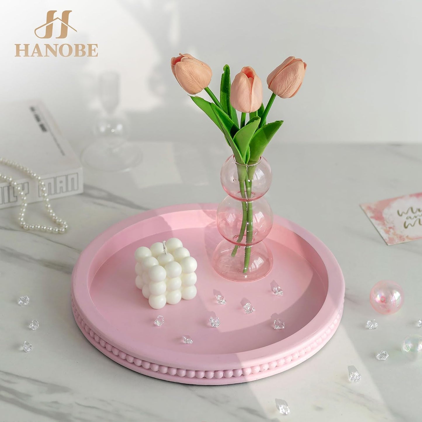 Tray Decorative Round / 11.8 / Pink