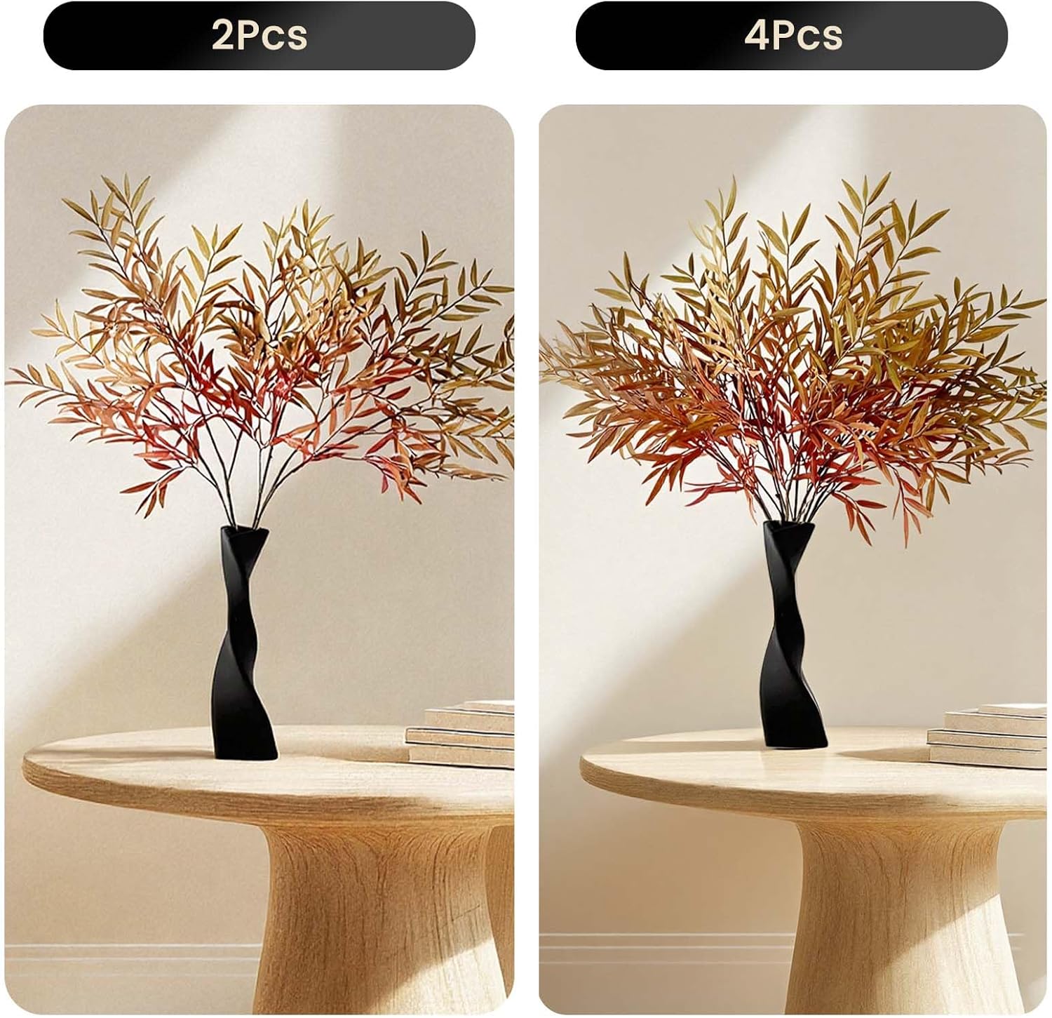 4 Bundles Artificial Fall Leaves Stems / 41.3 Inch