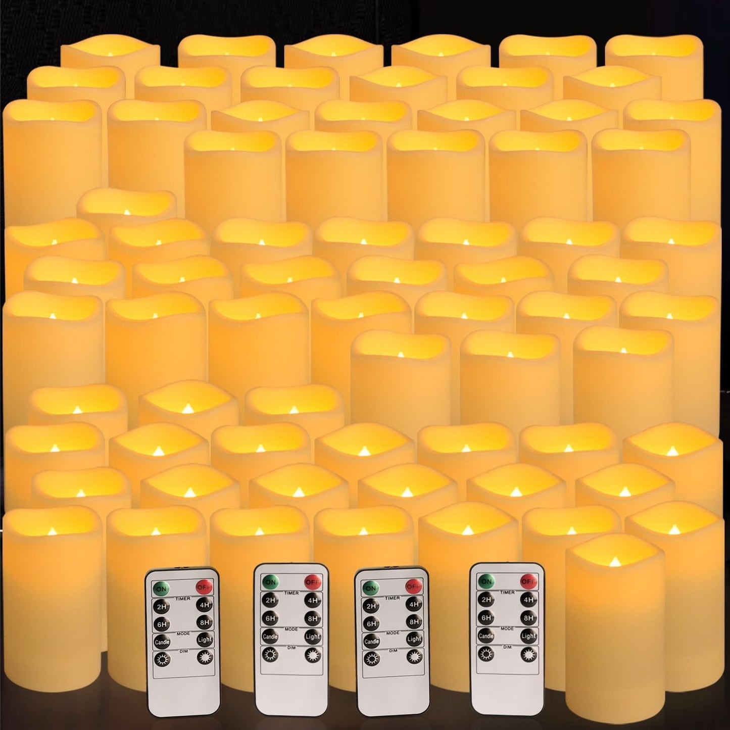 YOROXRG Set of 72 Waterproof Outdoor Flameless Candles, LED Candles with 4 Remote and Timer,(H 4" 5" 6" x D 2.2"),for
