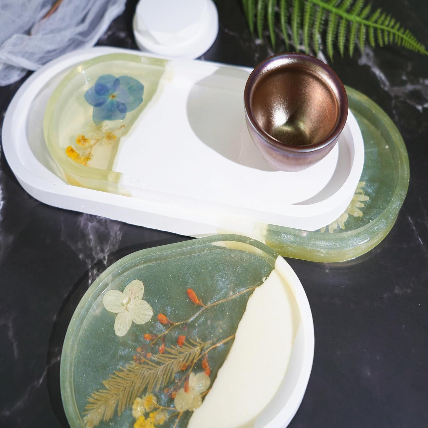 Jewelry Holder / 5.7'' Oval Tray Molds for Epoxy Resin / Oval Tray Resin Molds / Set of 5