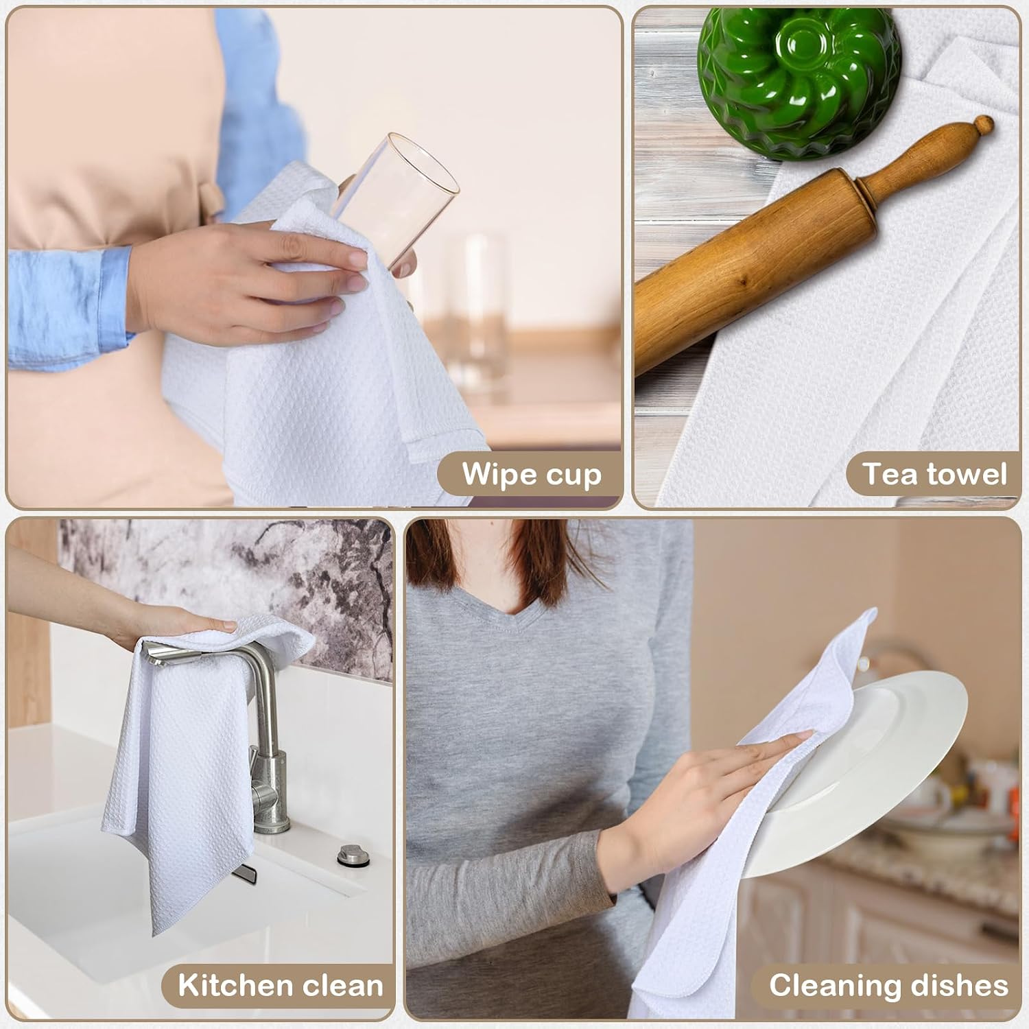 Sublimation Blank Towels Waffle Kitchen Towel White 16x24 20 Pack | Microfiber, Fast Drying, Tea Towel, Polyester Dish