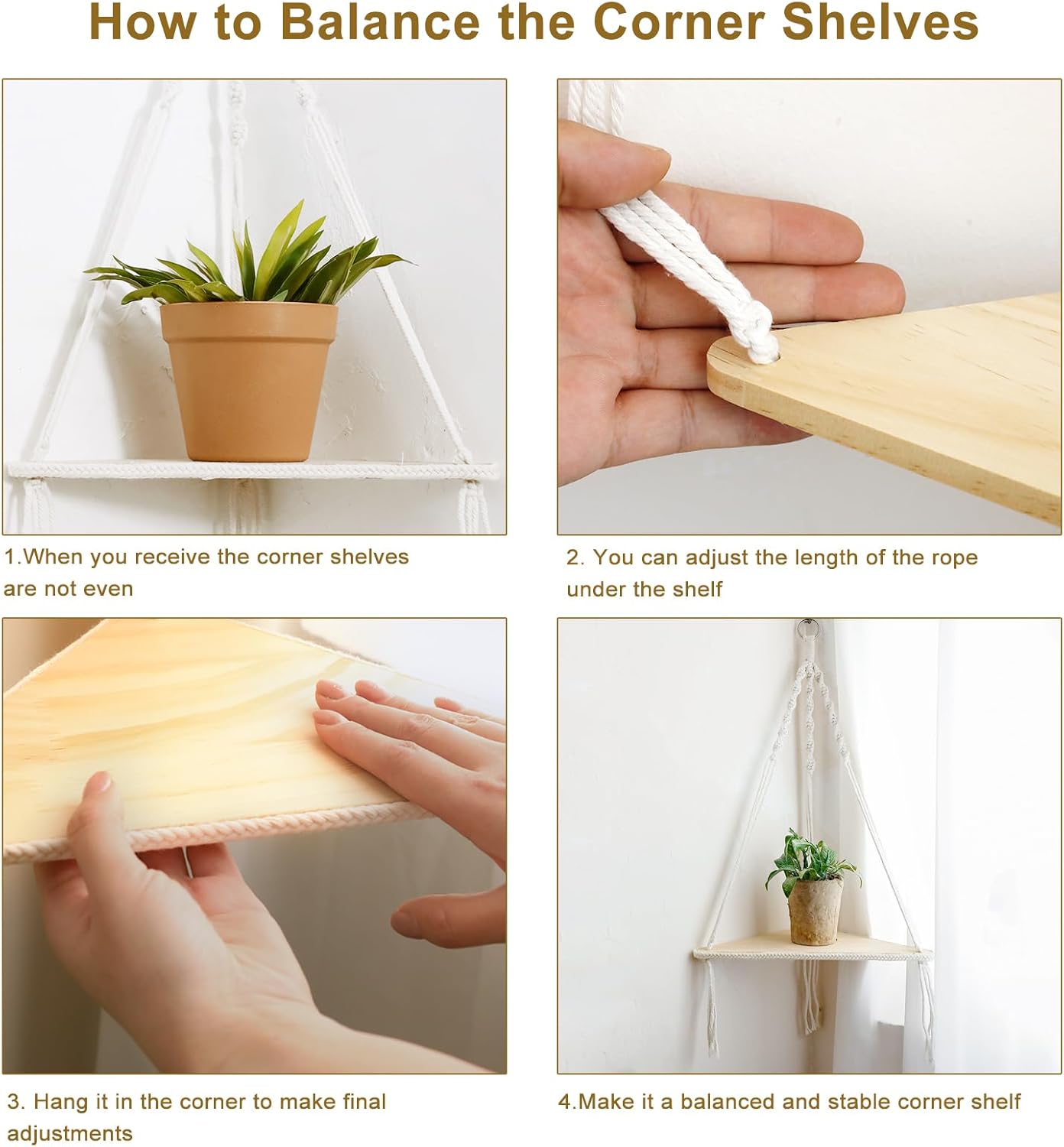 Rustic Wooden Plant Shelf / 1 Layer White