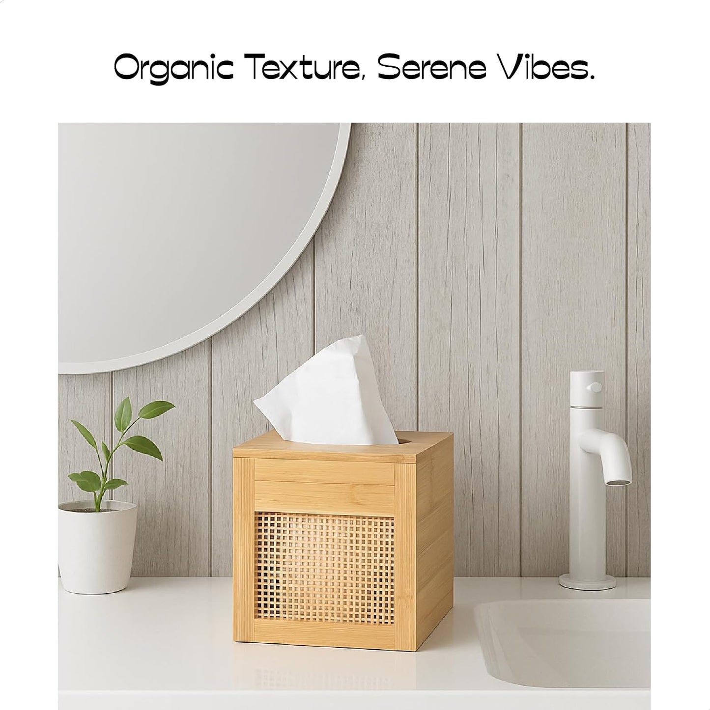 Natural Rattan Tissue Holder / Natural Square