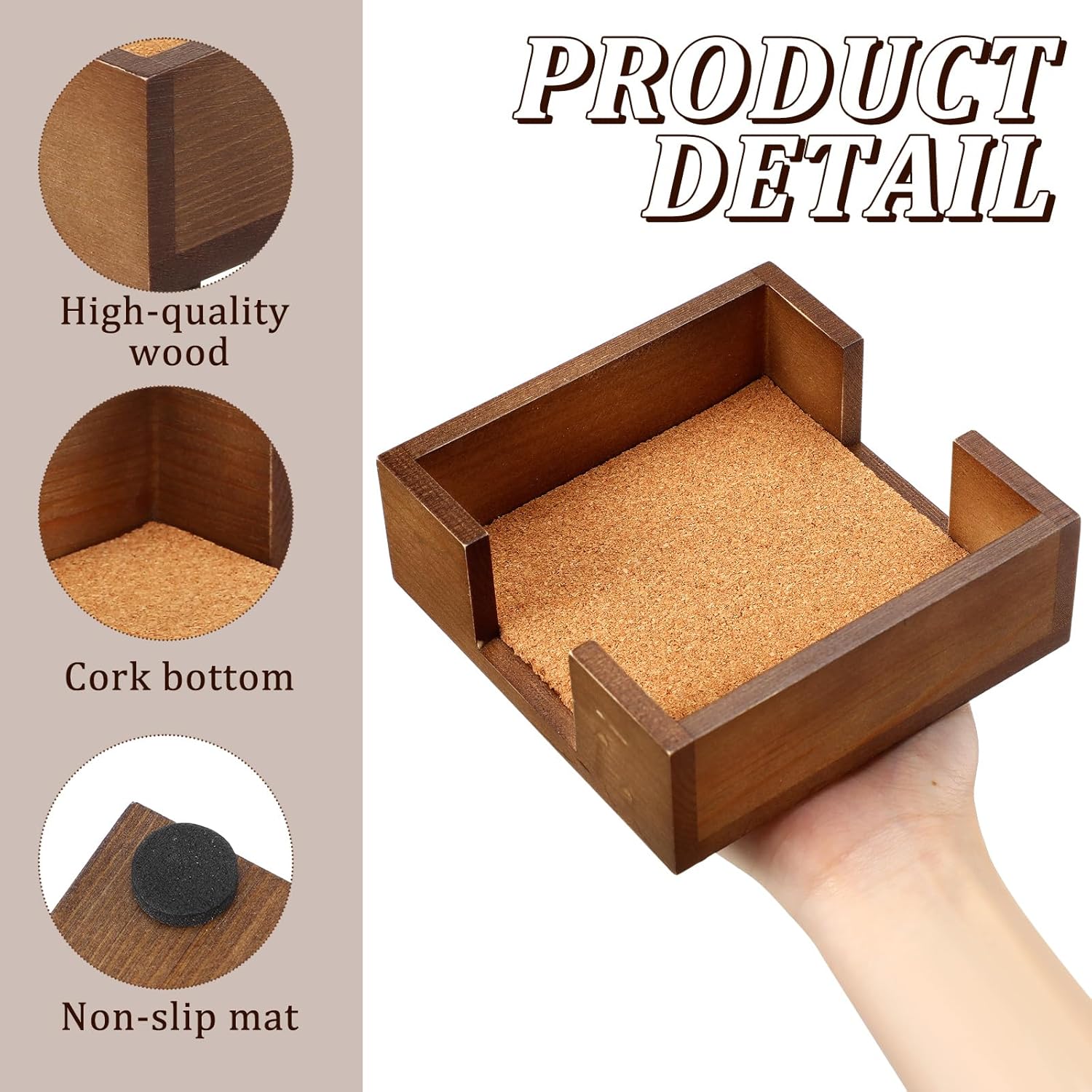 Rustic Wooden Drink Coaster Holder / Set of 2