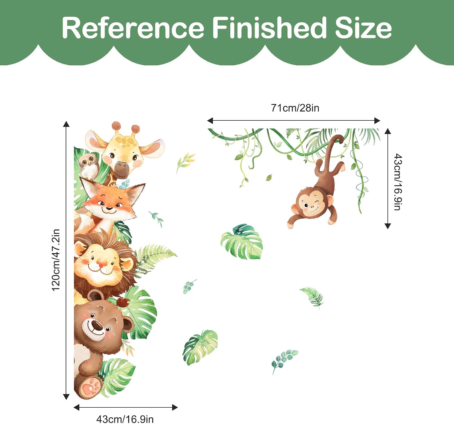 Jungle Animals Wall Stickers Cartoon Safari Animal Wall Decals Fox Bear / Vertical-6 Forest Animals
