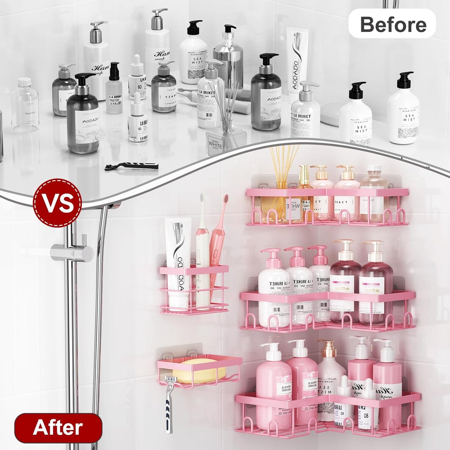 Soap Rack Toothbrush Holder / Pink / Set of 5