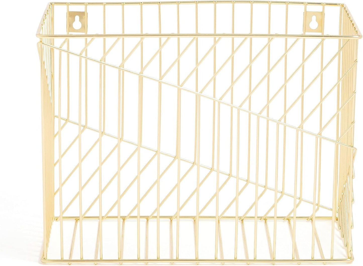 U Brands Wire Metal Hanging File Organizer, Letter Size, Gold Finish
