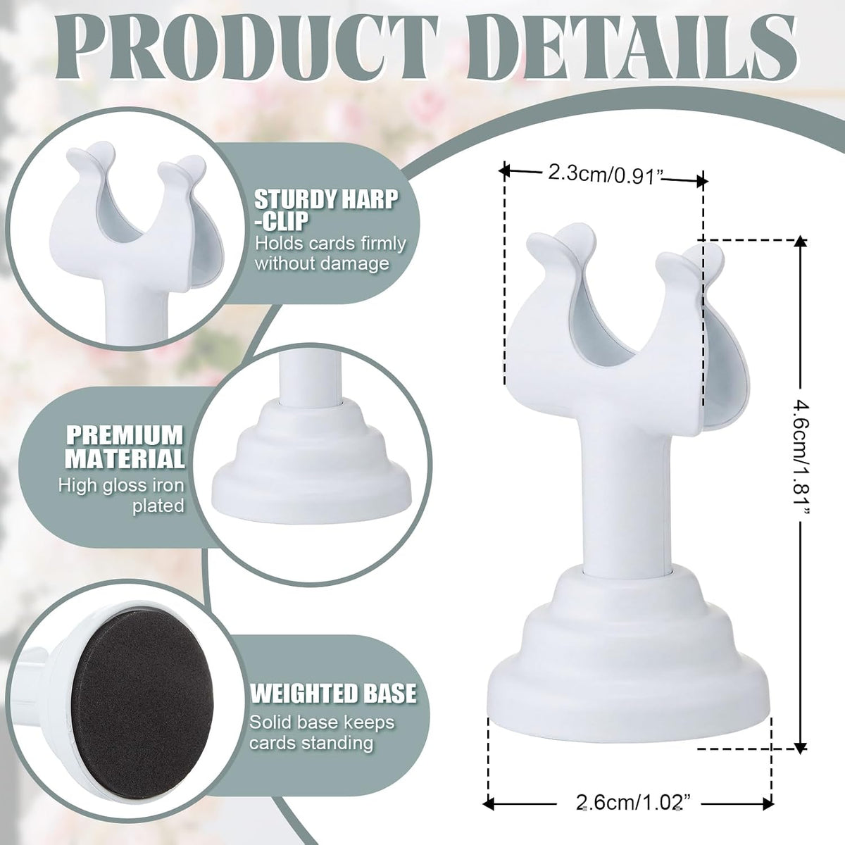 24 Pcs White Table Number Holders Metal 1.8 in Place Card Holder | Harp Clip Place Cards Stands for Wedding Restaurant