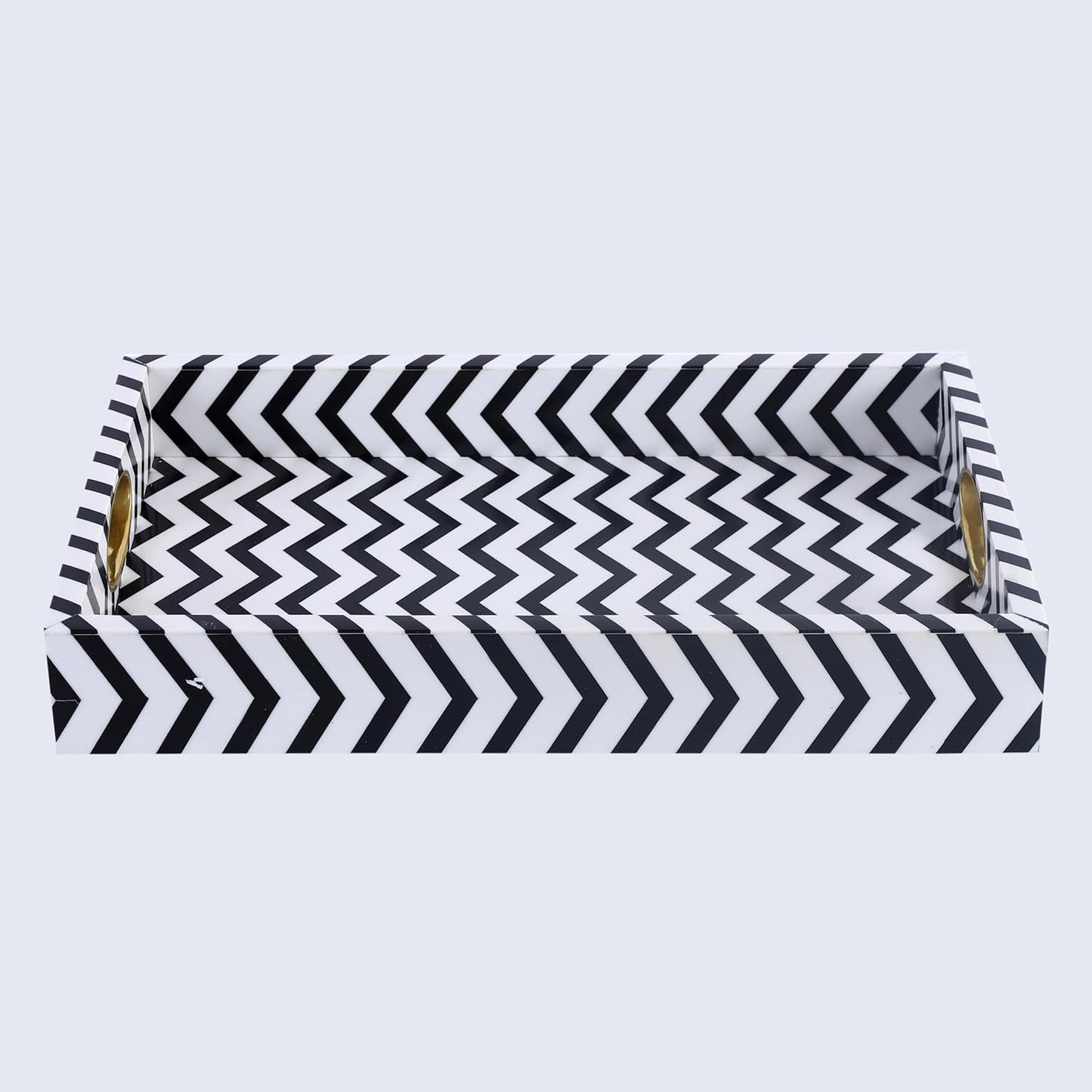 White Decorative Tray / 11 x 17 x 2.5 / Safari / Black