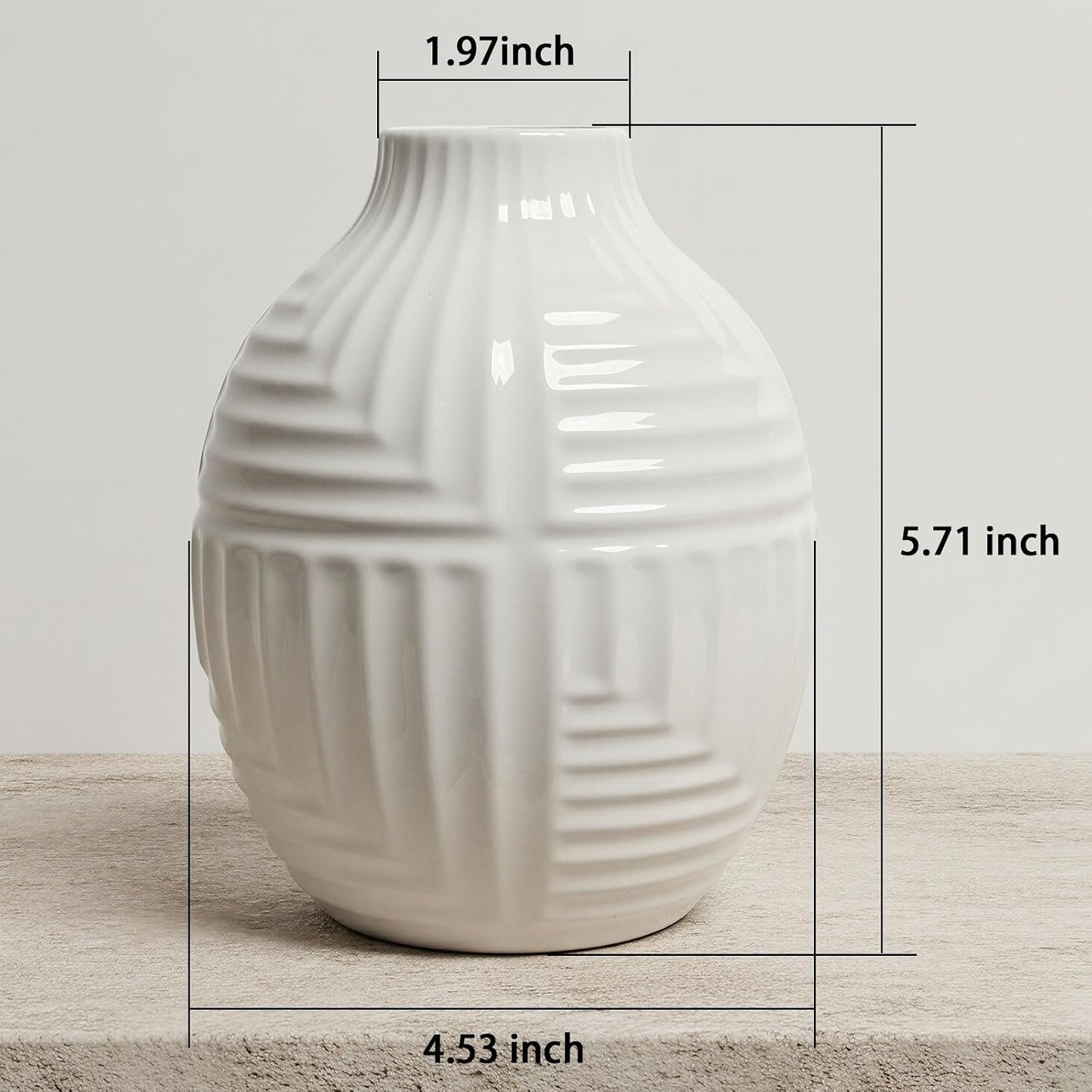 Hand-Glazed Ceramic Vase / White / 5.7''h