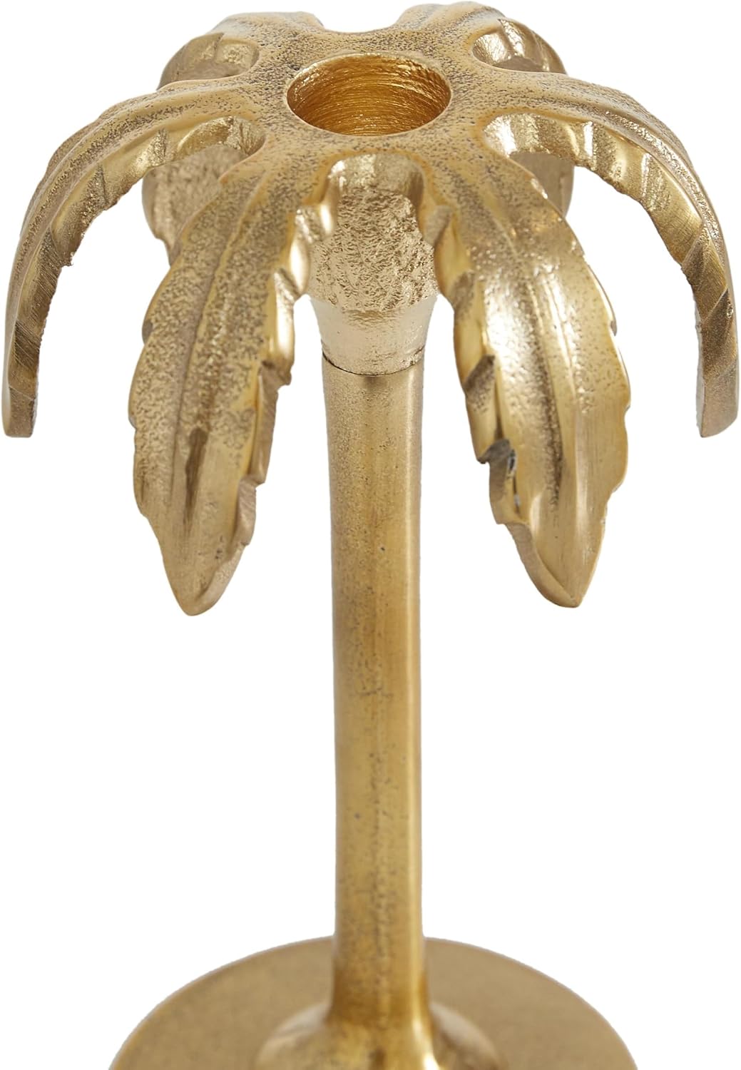 Deco 79 Aluminum Metal Decorative Candle Holder Palm Tree Candle Stand, Set of 3 Candlestick Holder 6", 8", 10"H, Gold