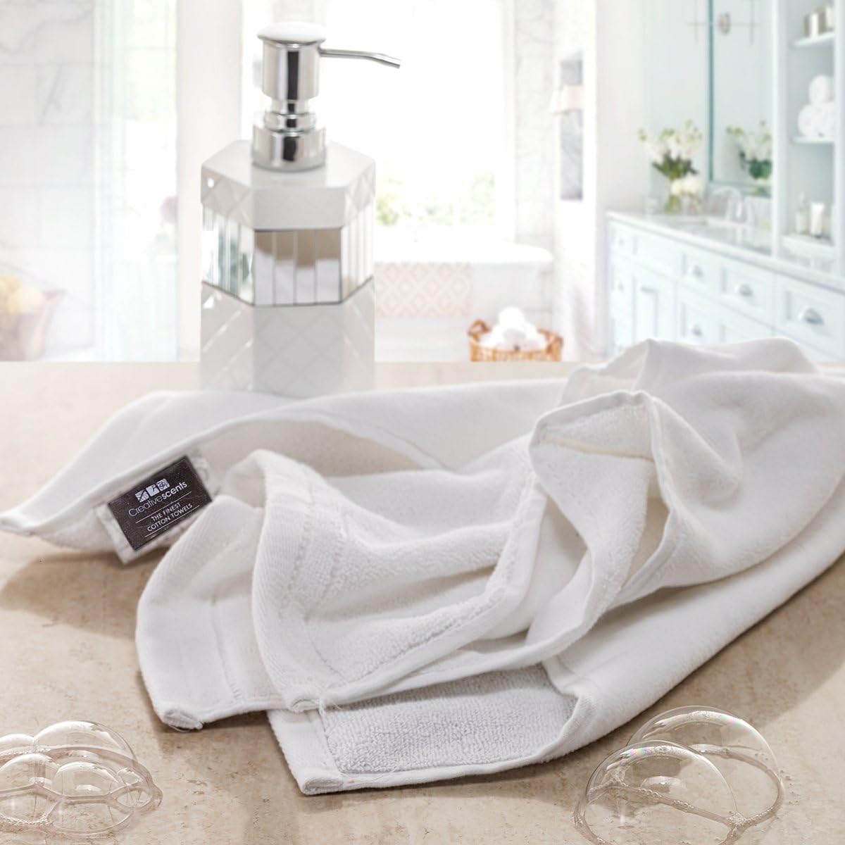 Creative Scents Cotton Fingertip Towel Set - 4 Pack - 11 x 18 Inches Decorative Extra-Absorbent and Soft Terry, Small