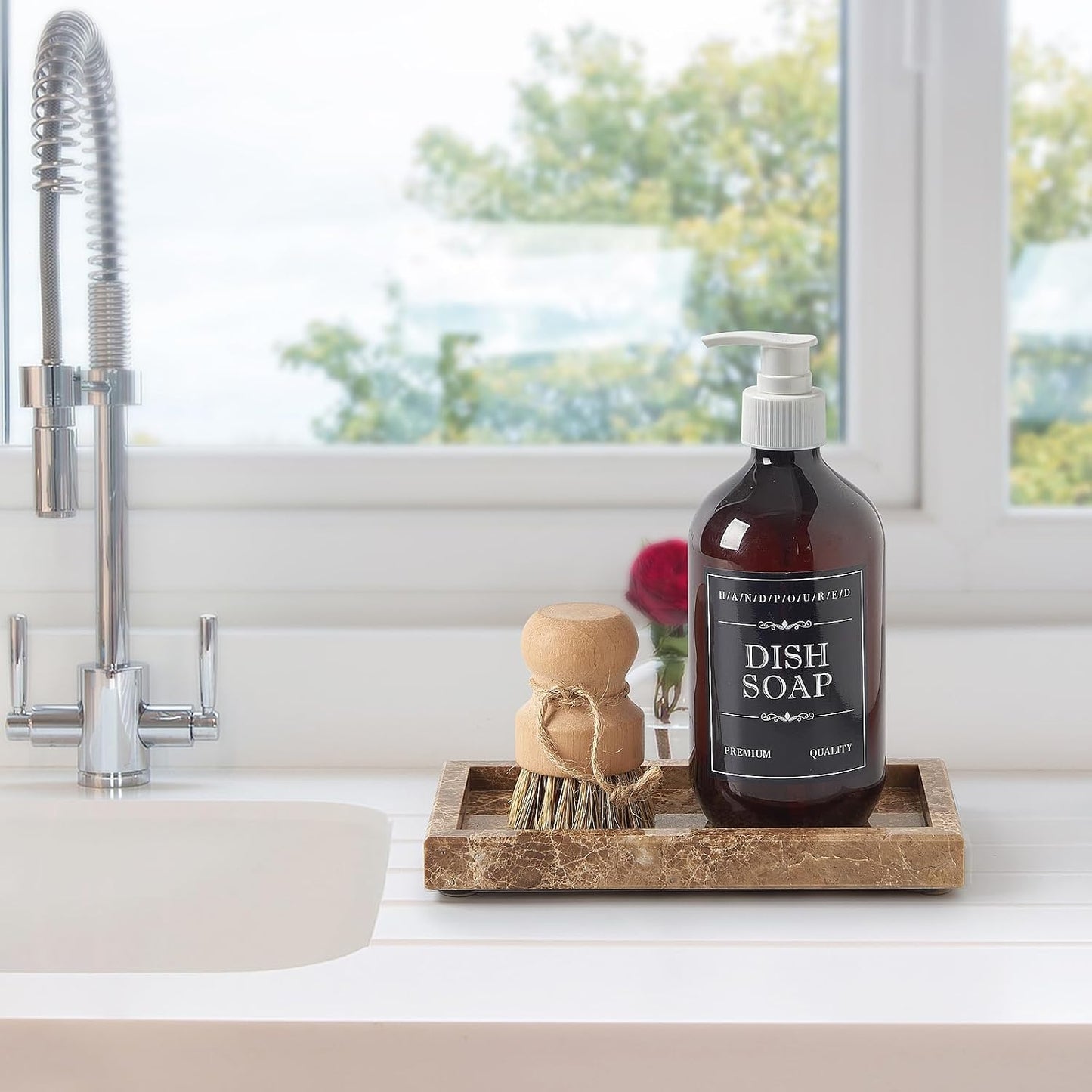Stone Organizer / Natural Small Marble Vanity Tray / Brown Coffee / 7.9 x 4.3 x 0.8