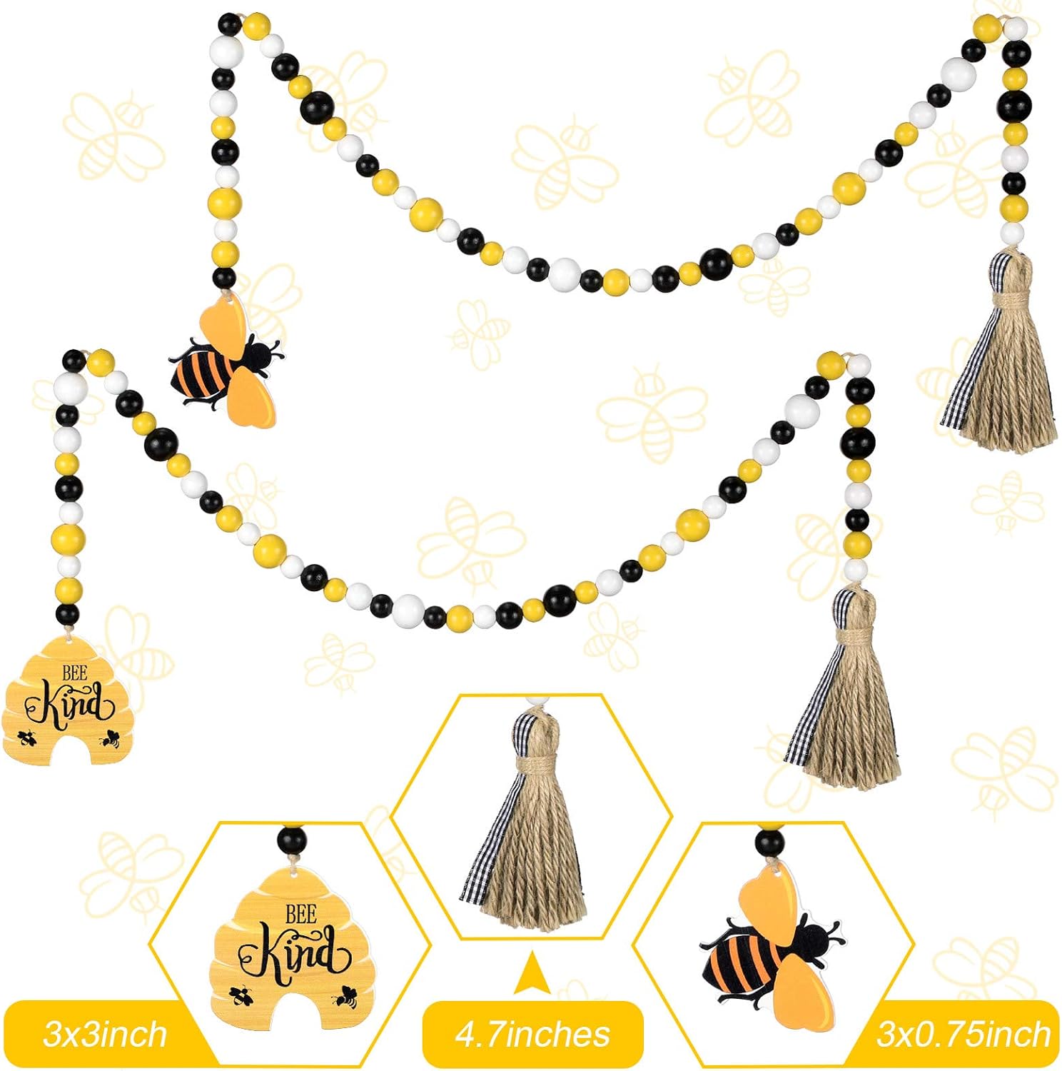 Honey Bee Baby Shower Decoration Bee Garland / Set of 2