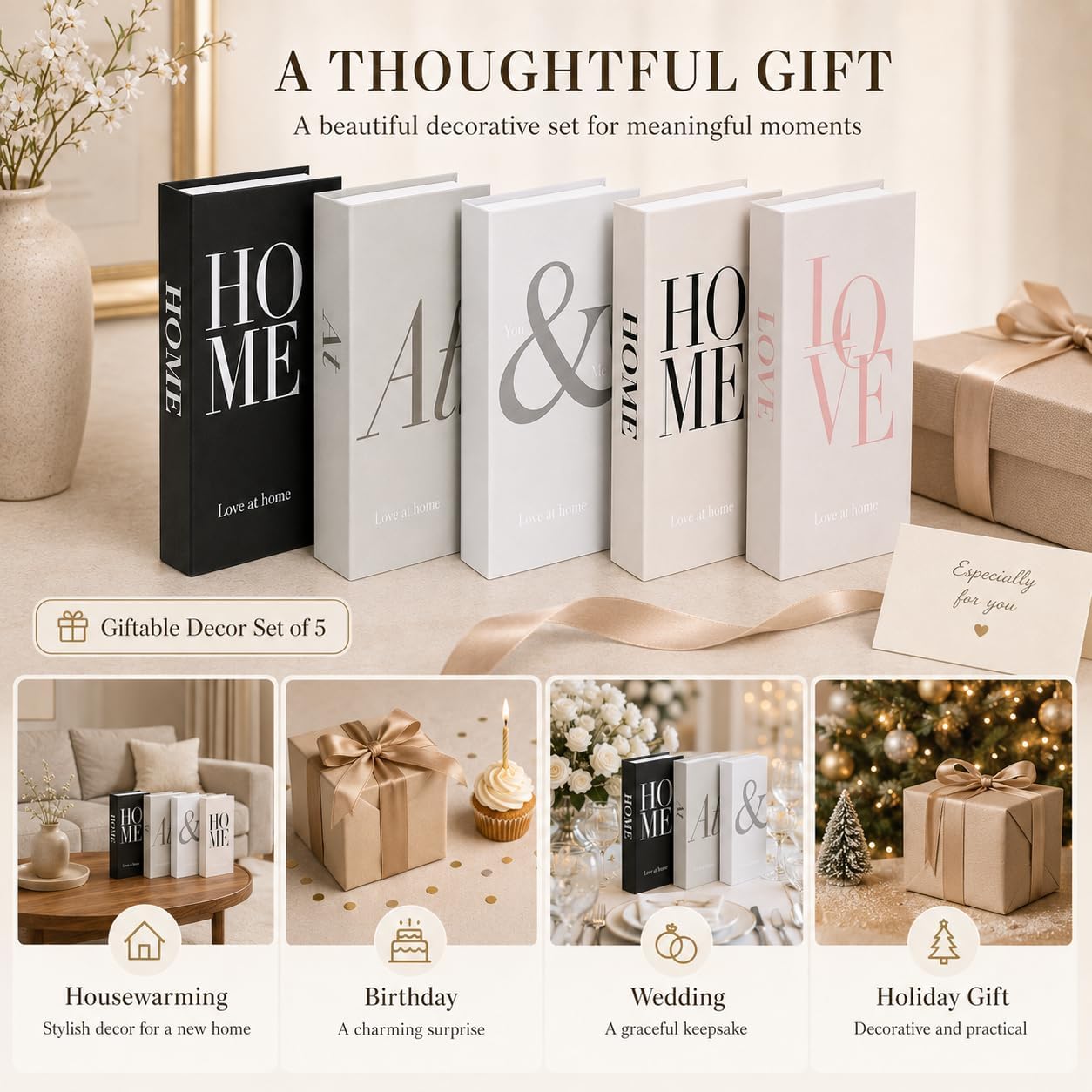 Modern Book Decor Aesthetic / Black and White / 5 PACKS-B / Set of 5