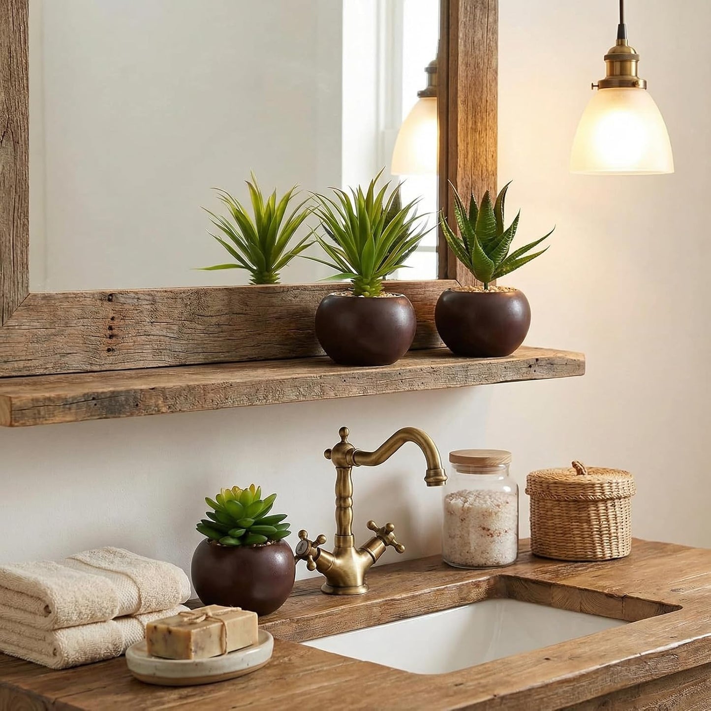 Succulents Plants Artificial / Brown / Set of 3