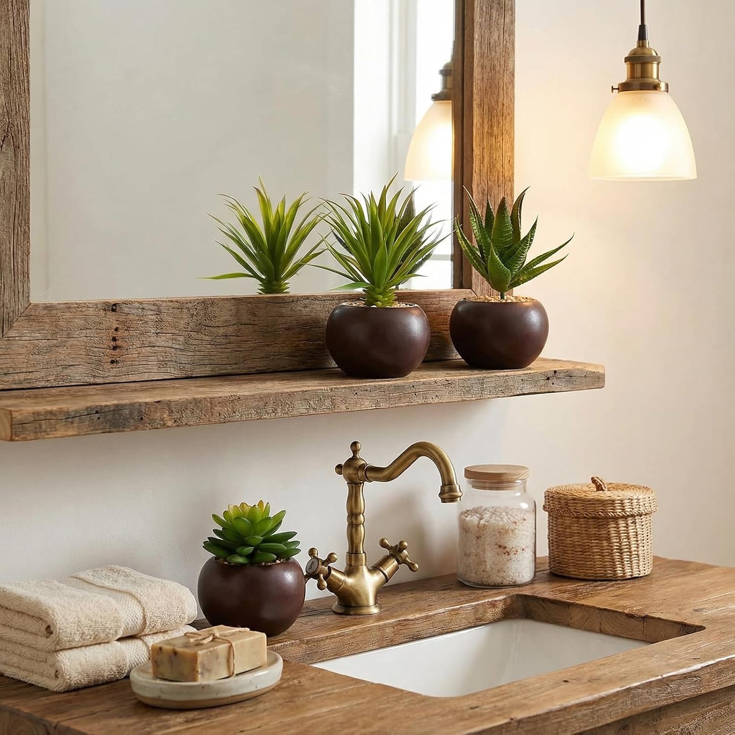 Succulents Plants Artificial / Brown / Set of 3