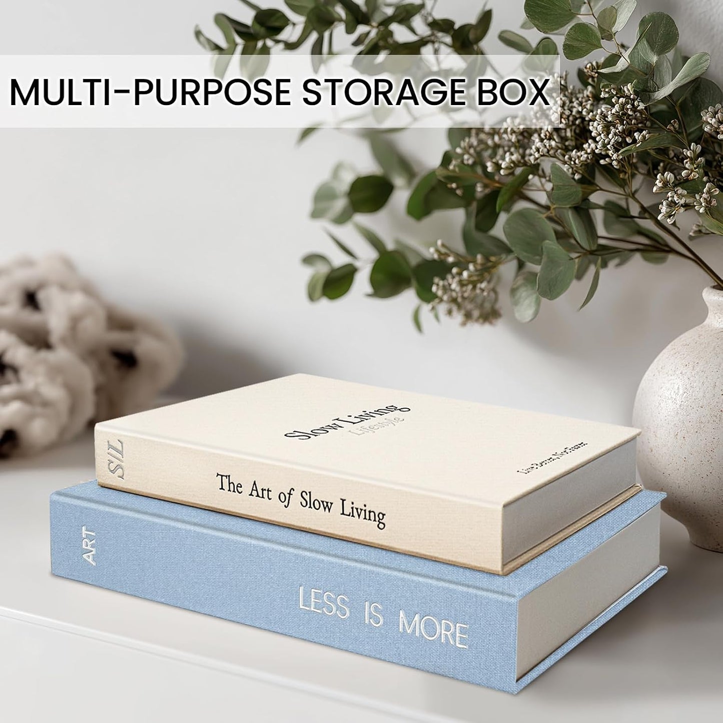 Minimalist Decorative Books / Blue-white / Set of 2