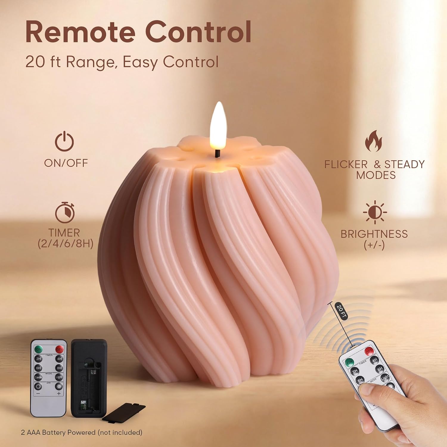 Swirl Flameless Candles / Dusty Pink
