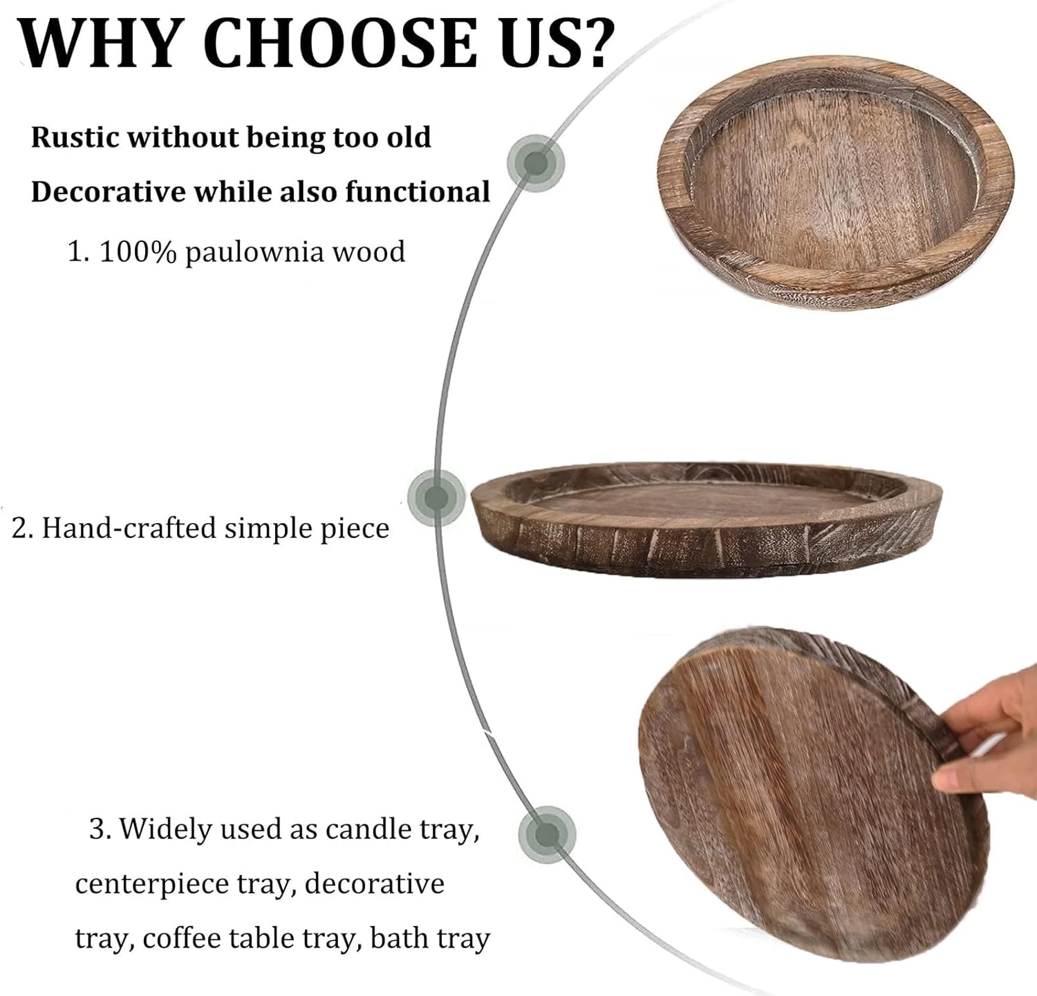 Rustic Wooden Serving Tray / 11.1 / 11.14 Inch