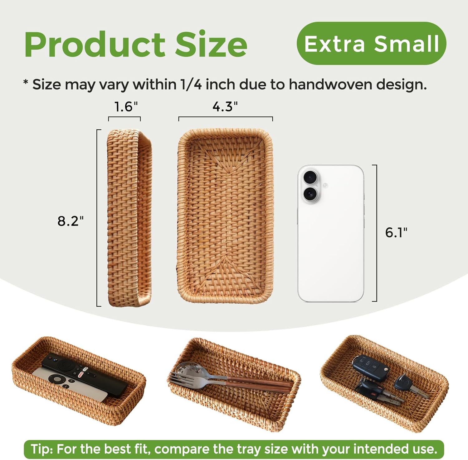 Small Rattan Serving Tray / XS / Natural / Set of 2