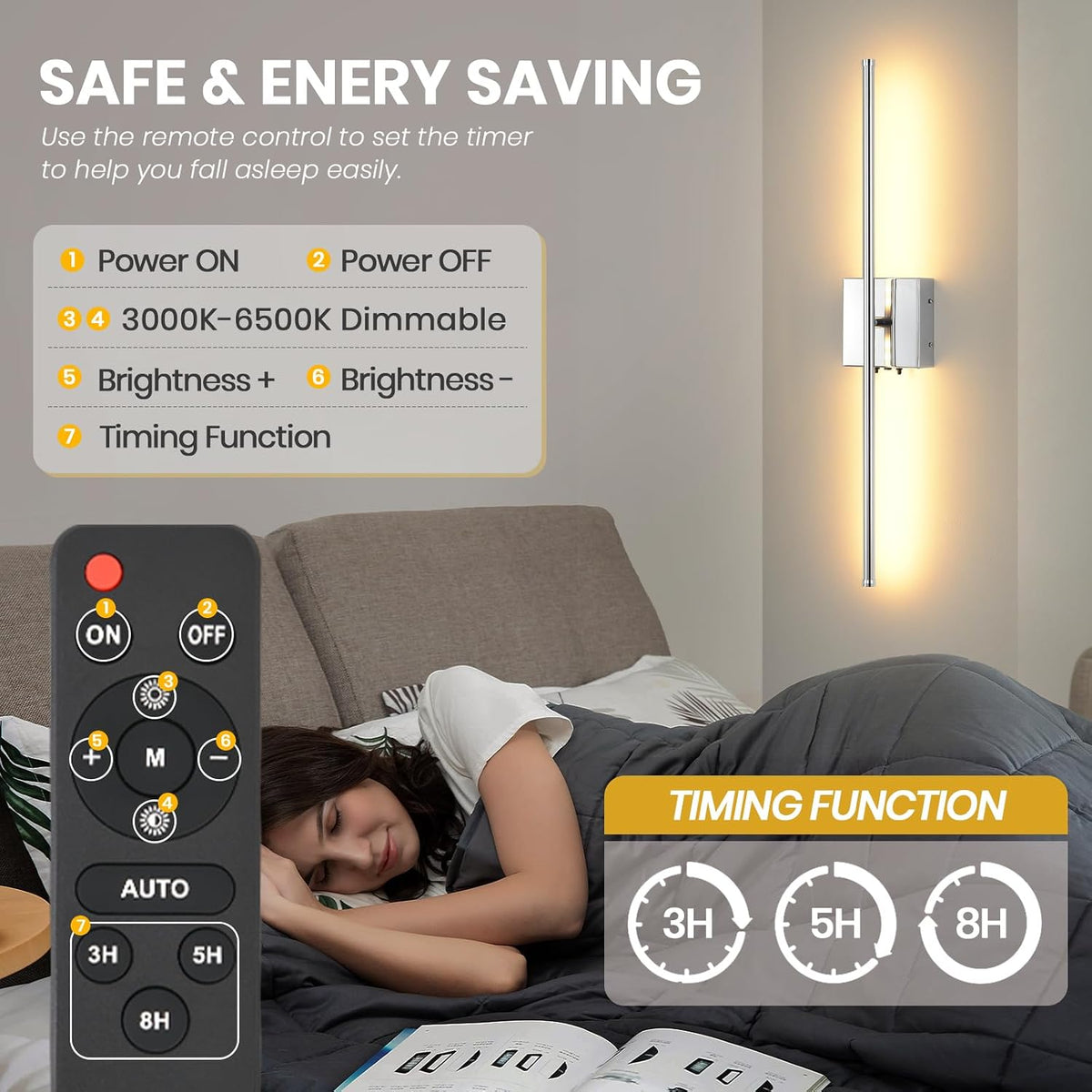 LED Wireless Battery Operated Wall Sconces, 11000mAh Rechargeable Chrome Wall Lights with Remote Control, 350°Rotate