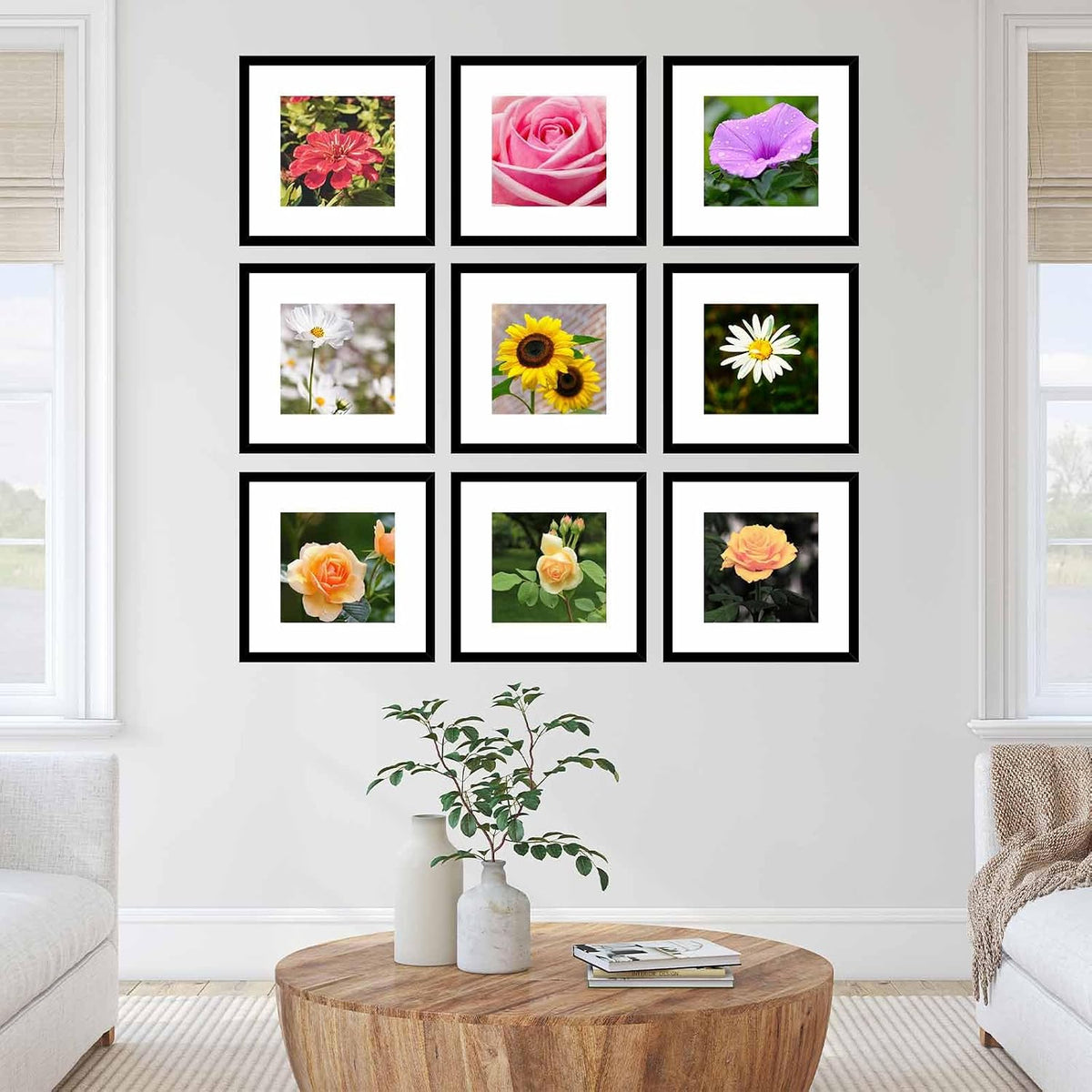 JCJMY 12 Pack 12x12 Picture Frame with 8x8 Mat, Display 8x8 with Mat or 12x12 Without Mat, 12 by 12 Frames Bulk Set of