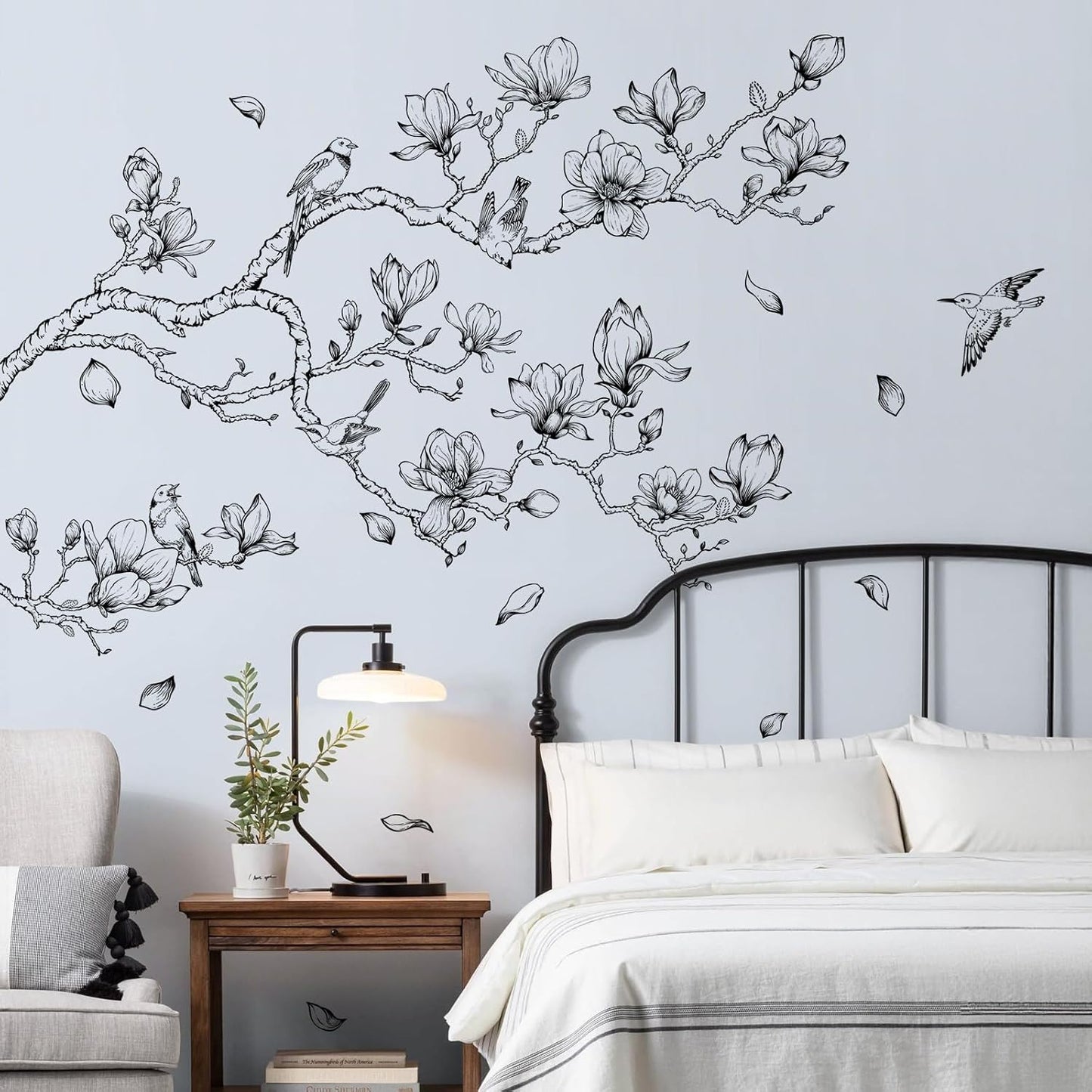 Supzopne Vintage Magnolia Tree Branch Wall Decal / Black and White