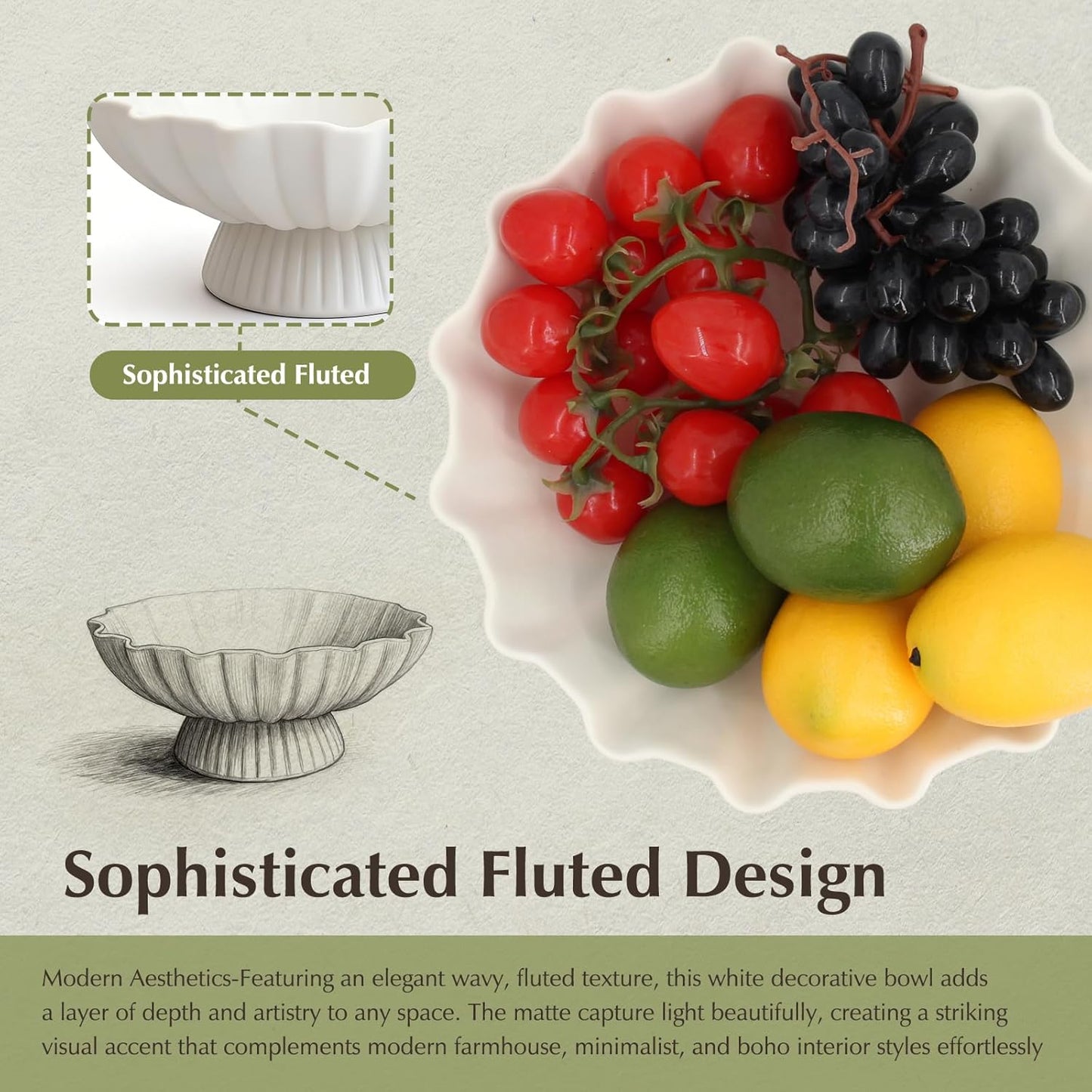 9- Ceramic Centerpiece Bowl / White