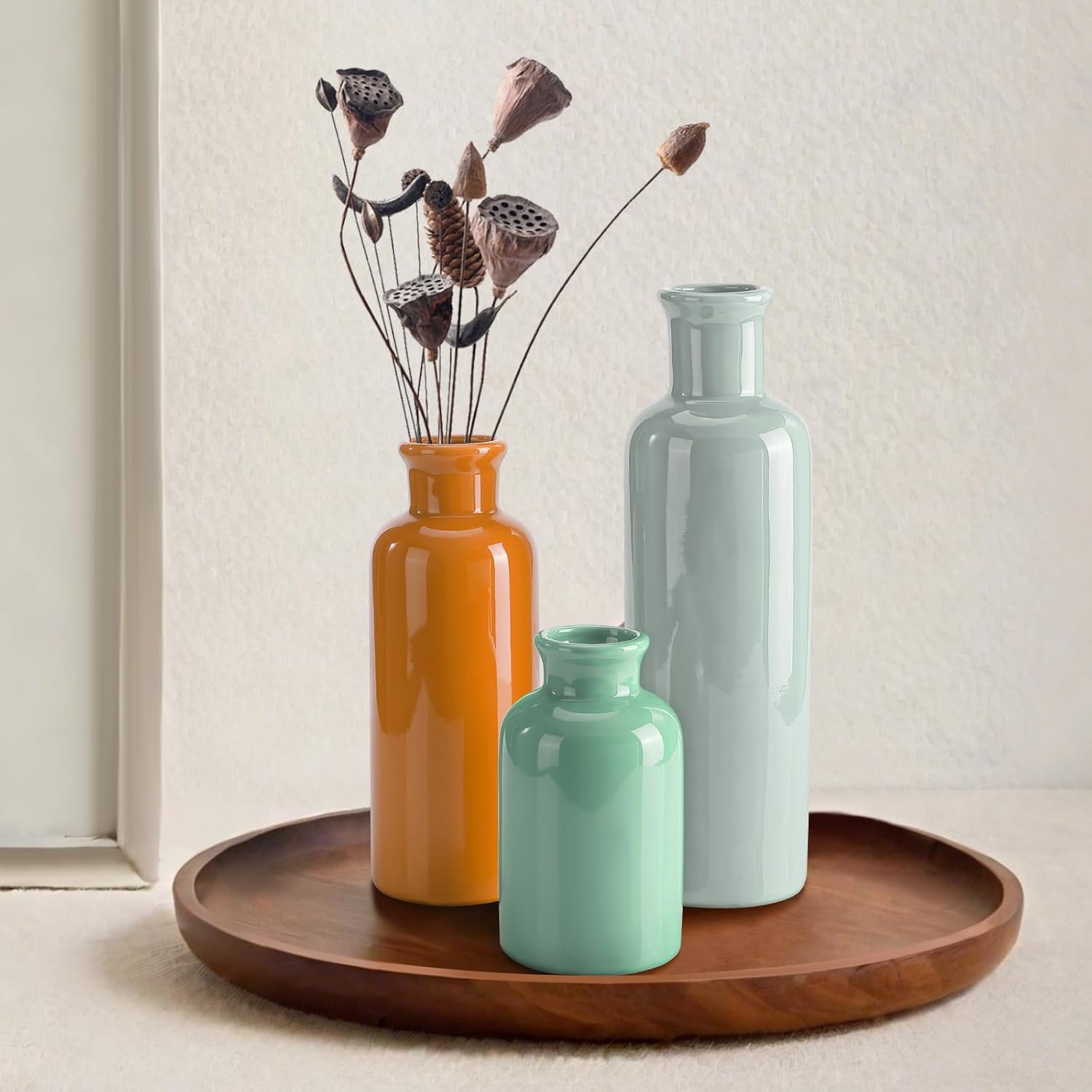 Small Ceramic Vase / Multicolor - 104 / Set of 3