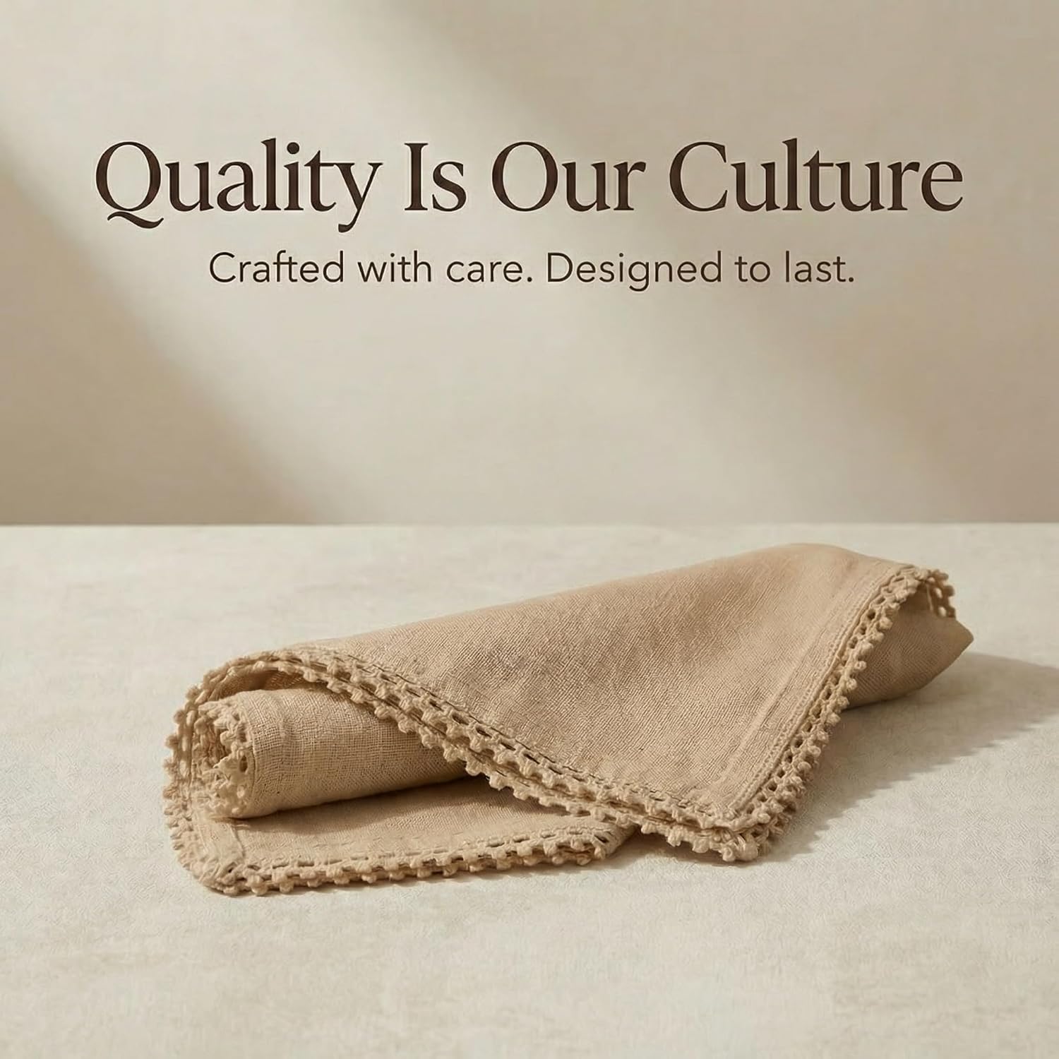 ACCENTHOME Brown Cloth Napkins Set of 12 18x18 inch Cotton Dinner Napkins - Washable Soft Premium Hotel Quality