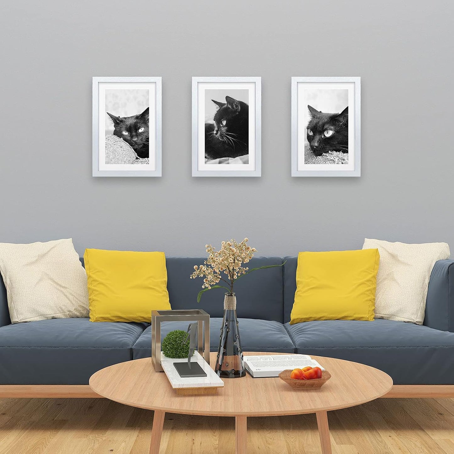 VCK 11x17 Picture Frame Set of 3, White Wood Frames, Gallery Wall Decor Photo Frames for Wall Mounting Horizontally or